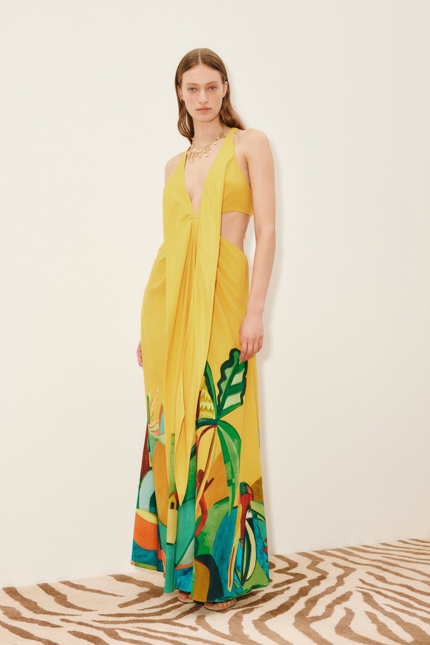 Alemais Mokshini robe midi soie découpes taille