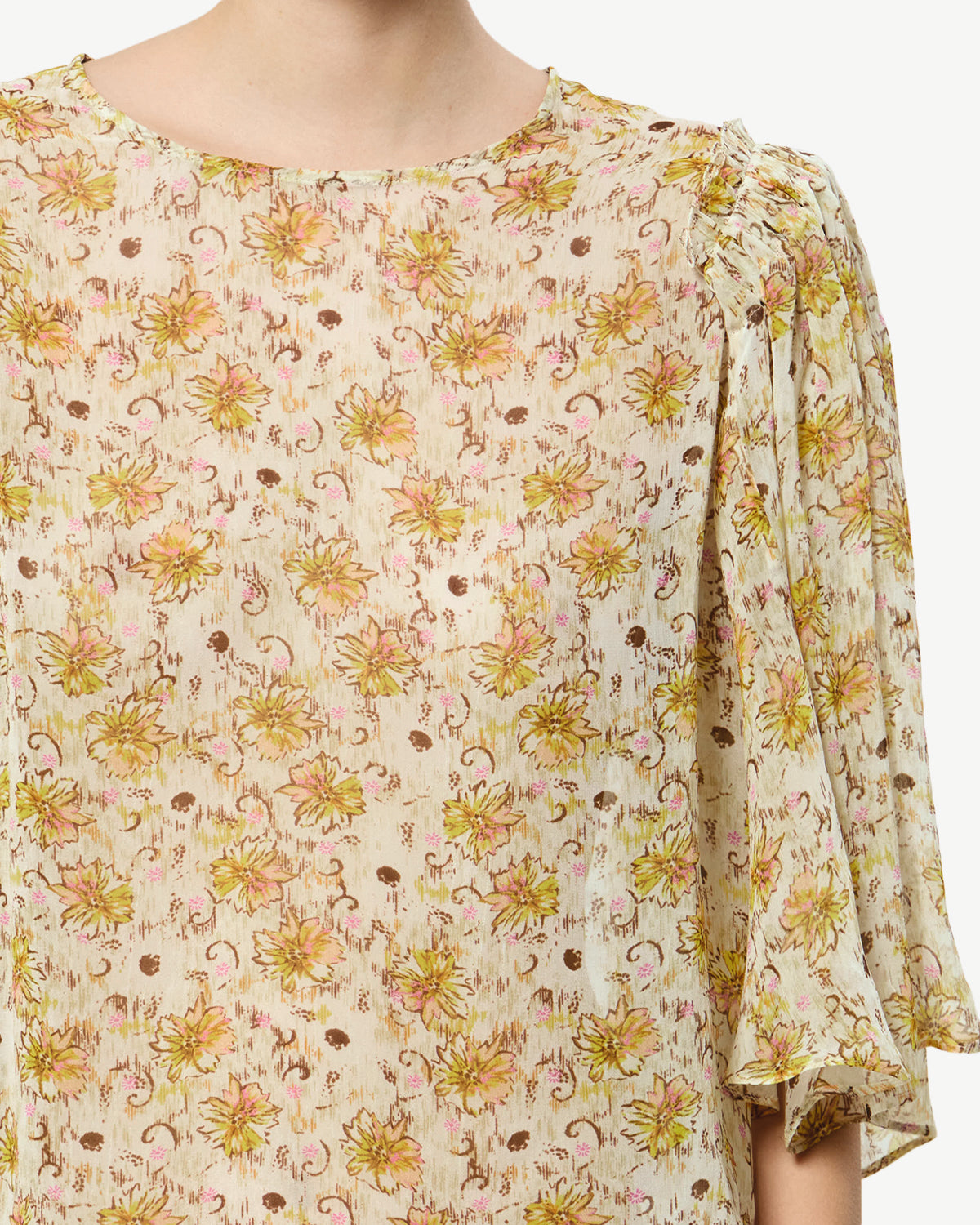 Isabel Marant Floma top mousseline jaune-écru