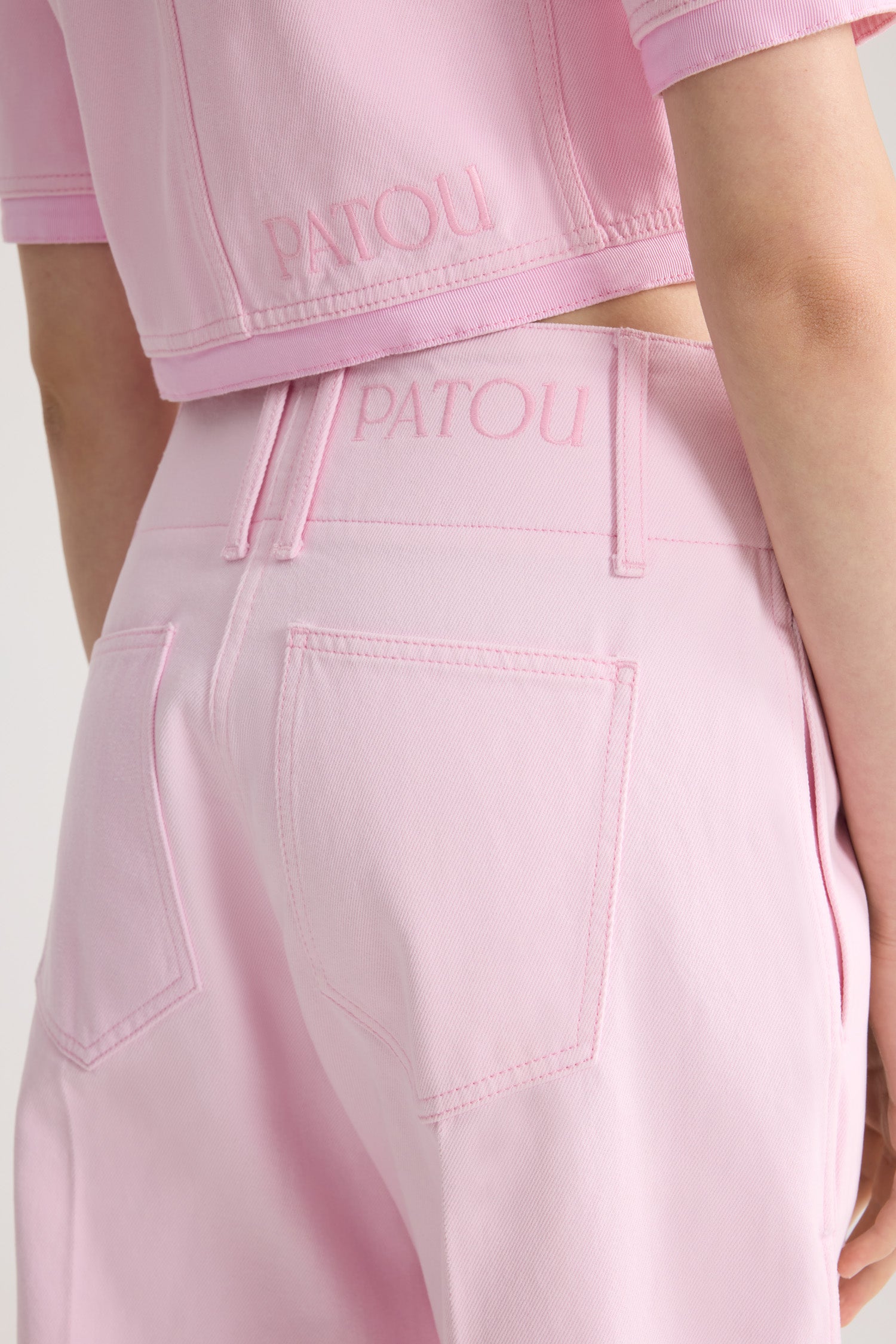 Patou P26TR0440252462P pantalon denim large rose