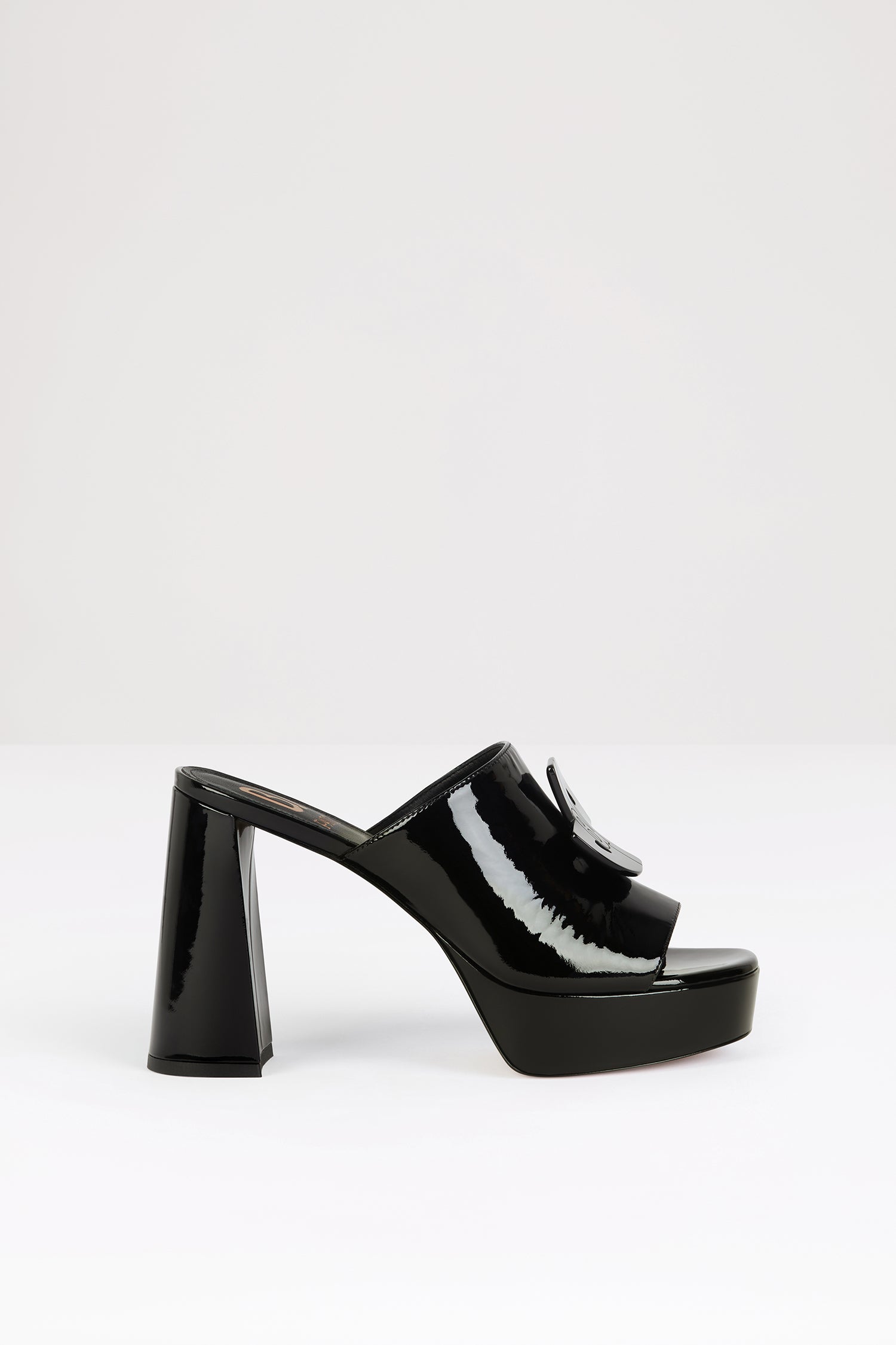 Patou Anita Mules Cuir Verni Noir 11 cm