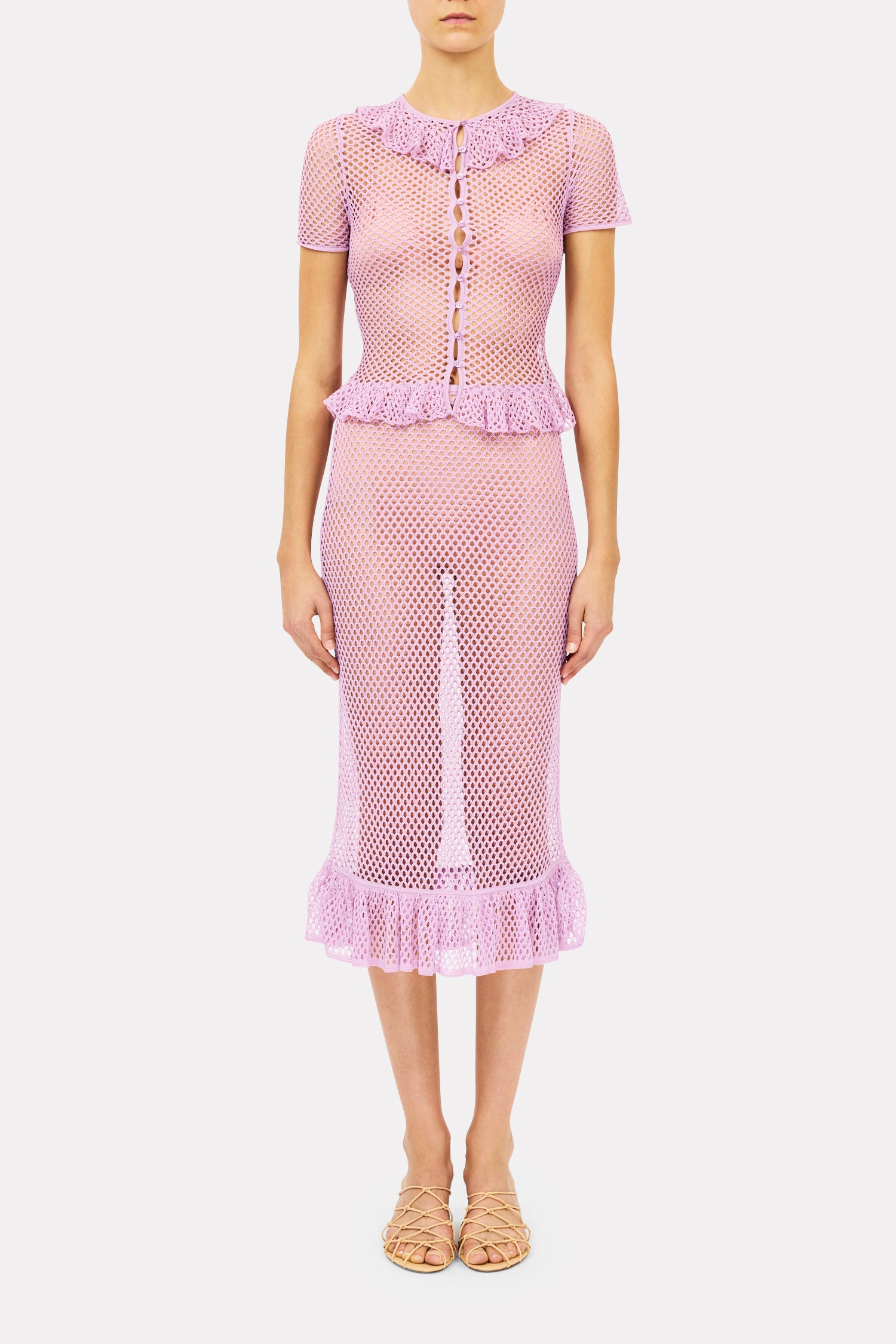 Ulla Johnson Lorna jupe midi Lilac maille coton