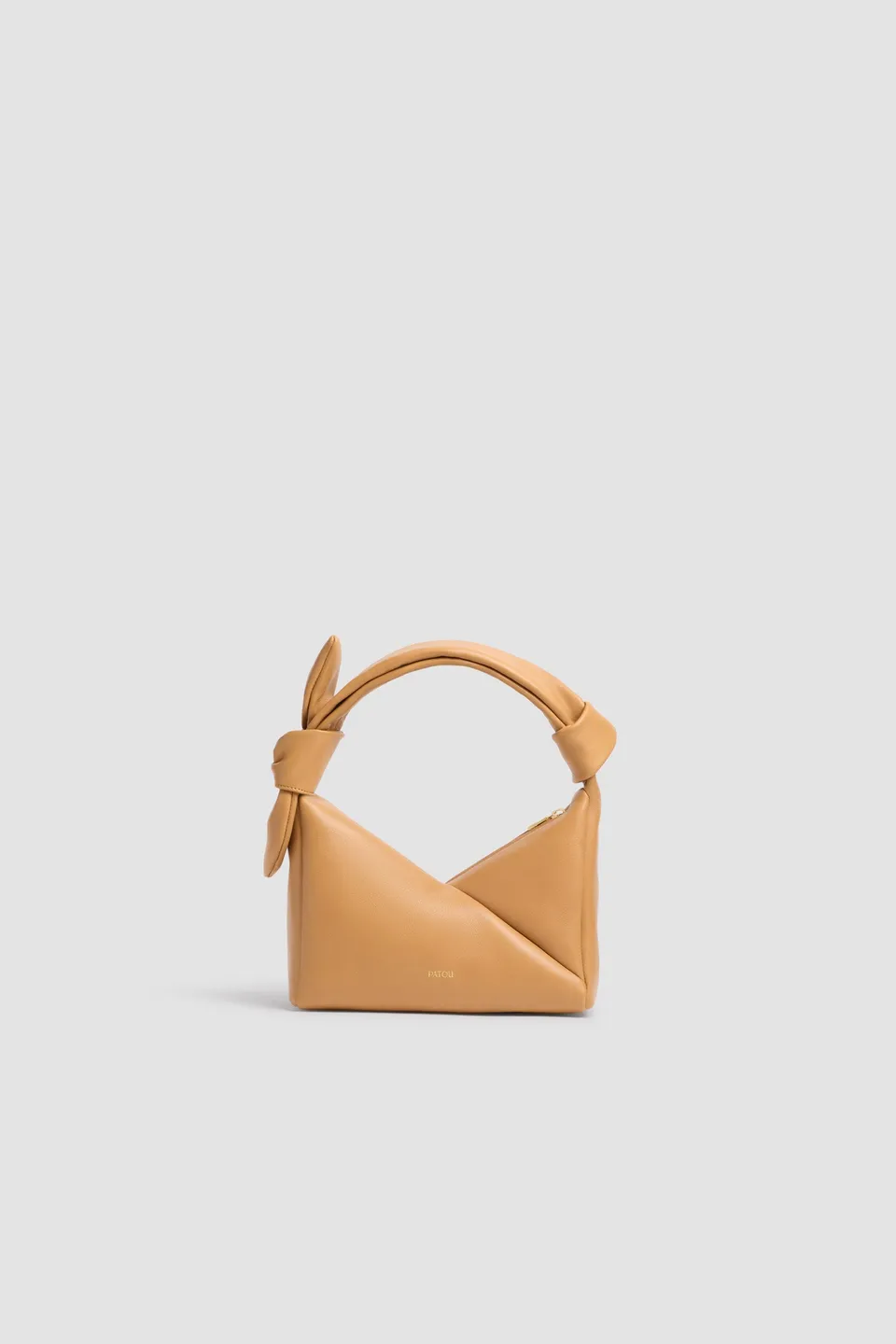 Patou sac cuir nappa dune triangulaire noué