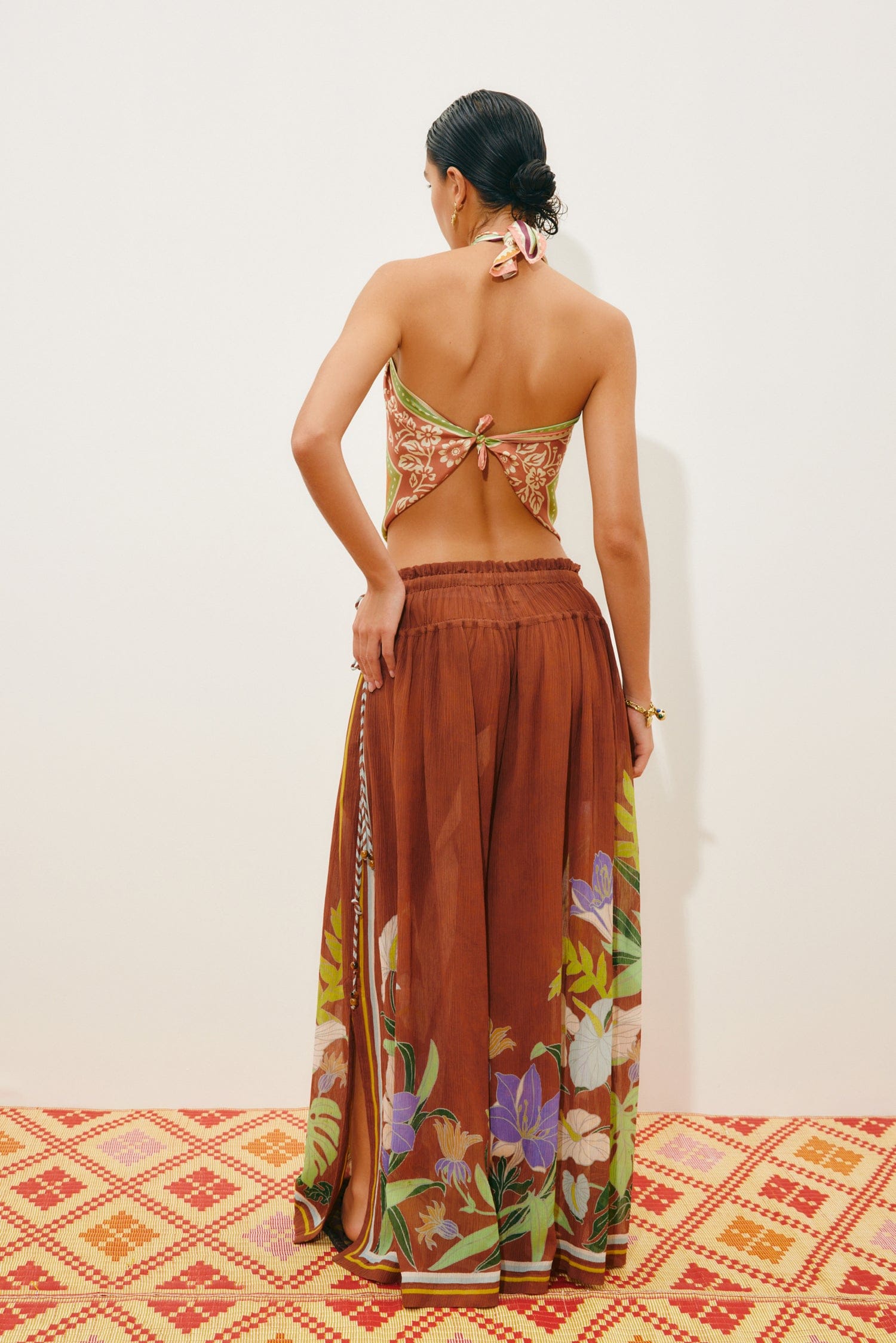 Alemaïs Alfie pantalon large coton soie fleuri