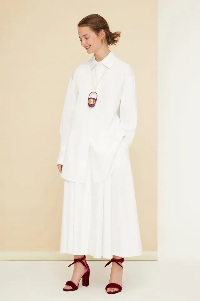 Patou SK0270017001W jupe maxi coton bio blanc