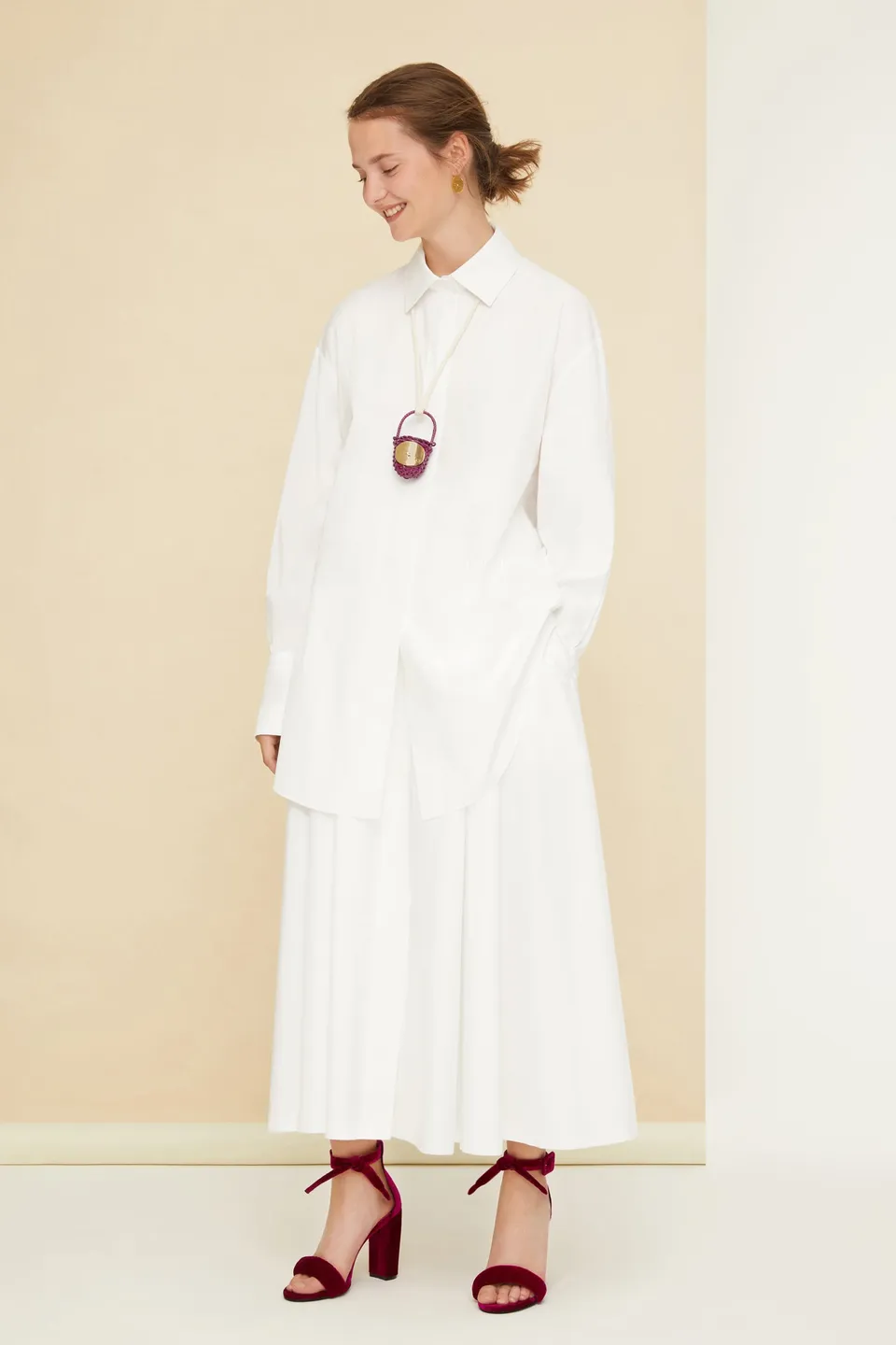 Patou SK0270017001W jupe maxi coton bio blanc