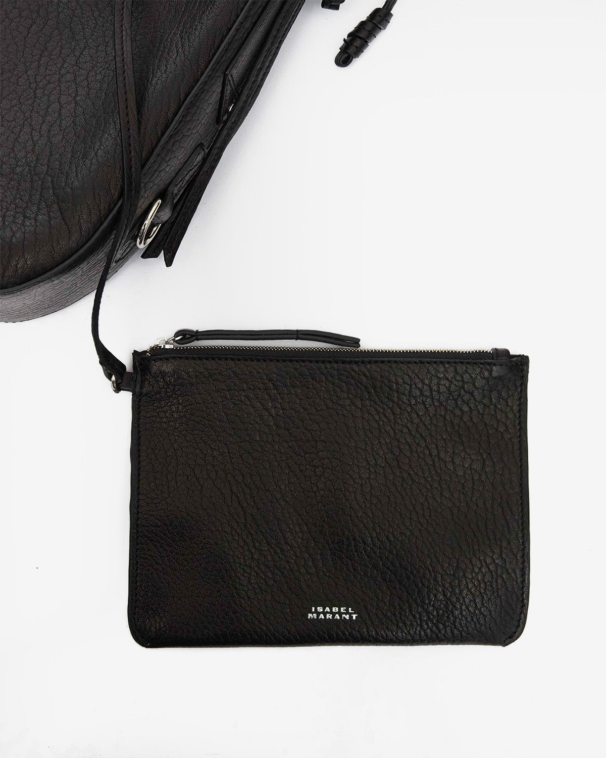Isabel Marant Bolton Hobo Sac Cuir Noir et Argenté