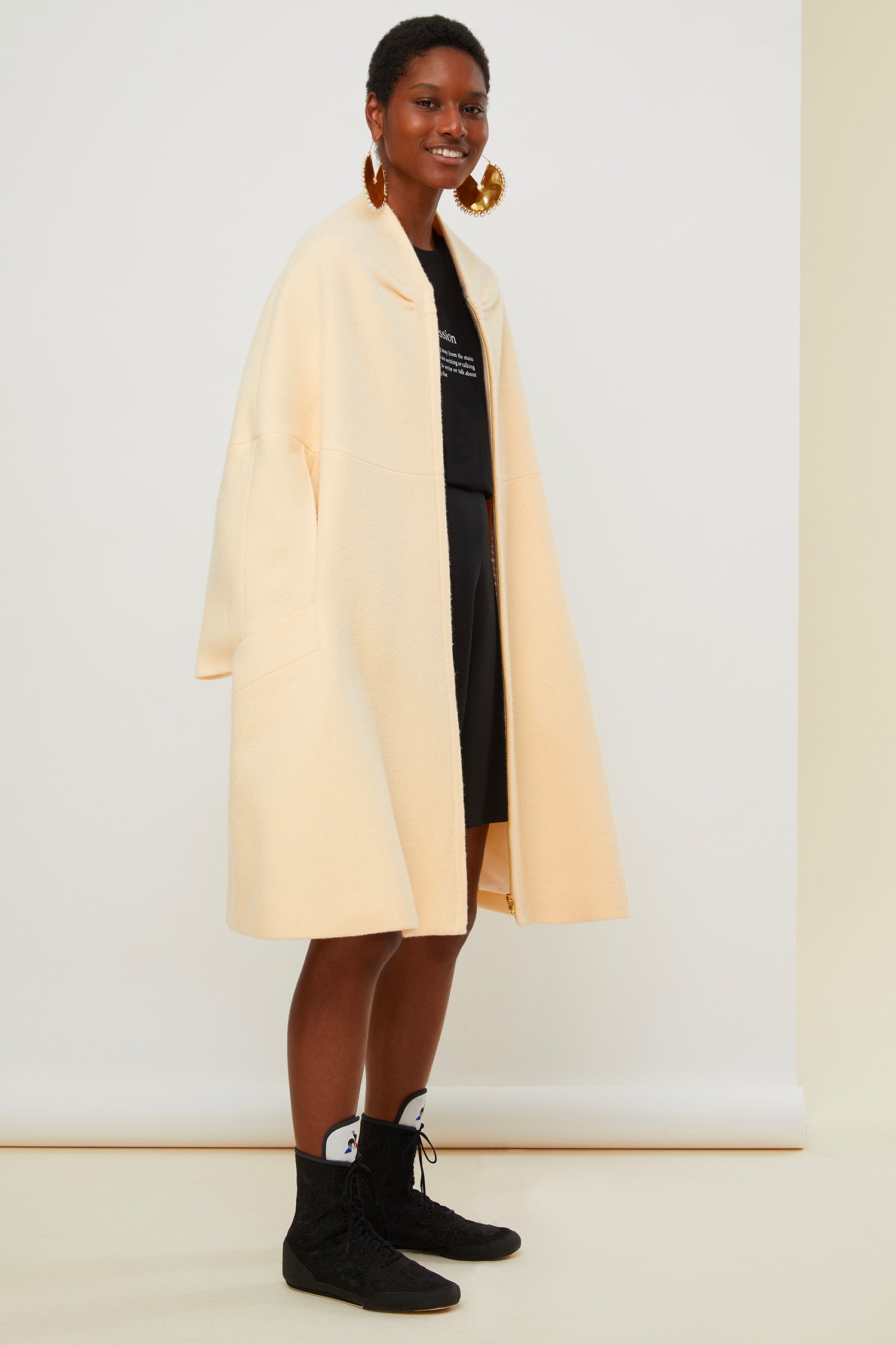 Patou Coats H20CO003 manteau laine peche oversize 36