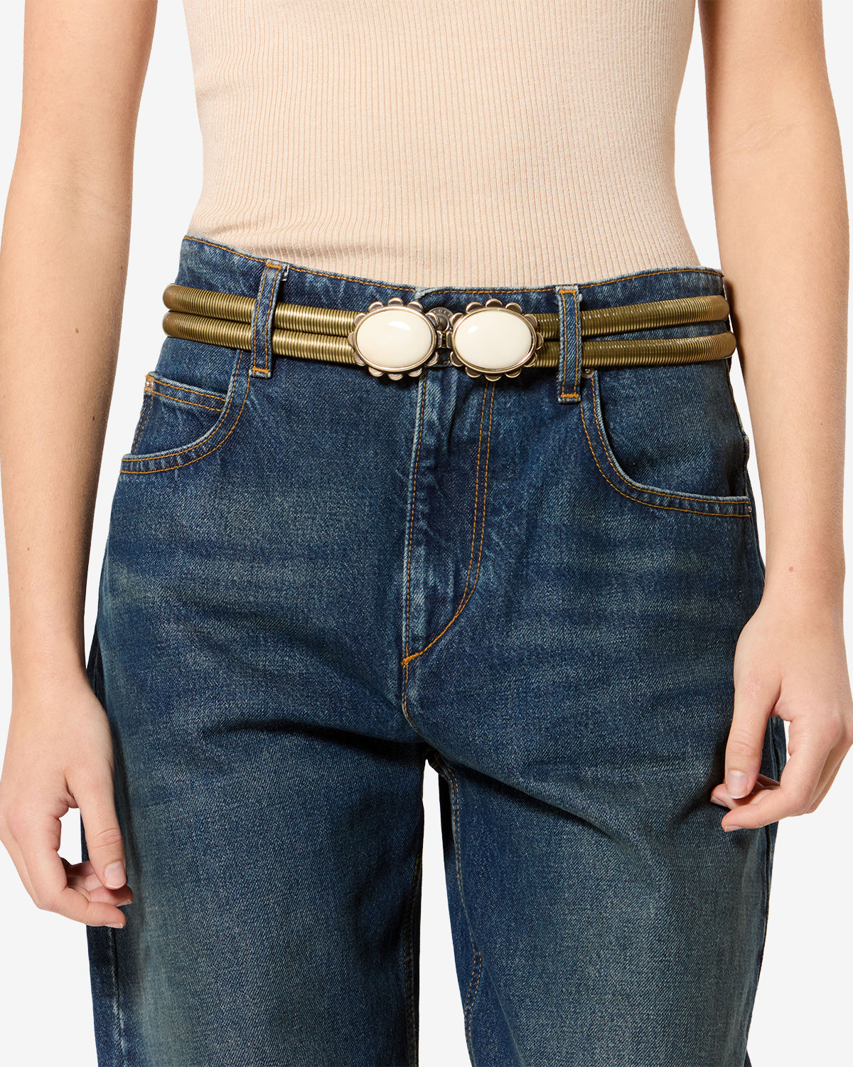 Isabel Marant Twina ceinture chaîne écru 4 cm