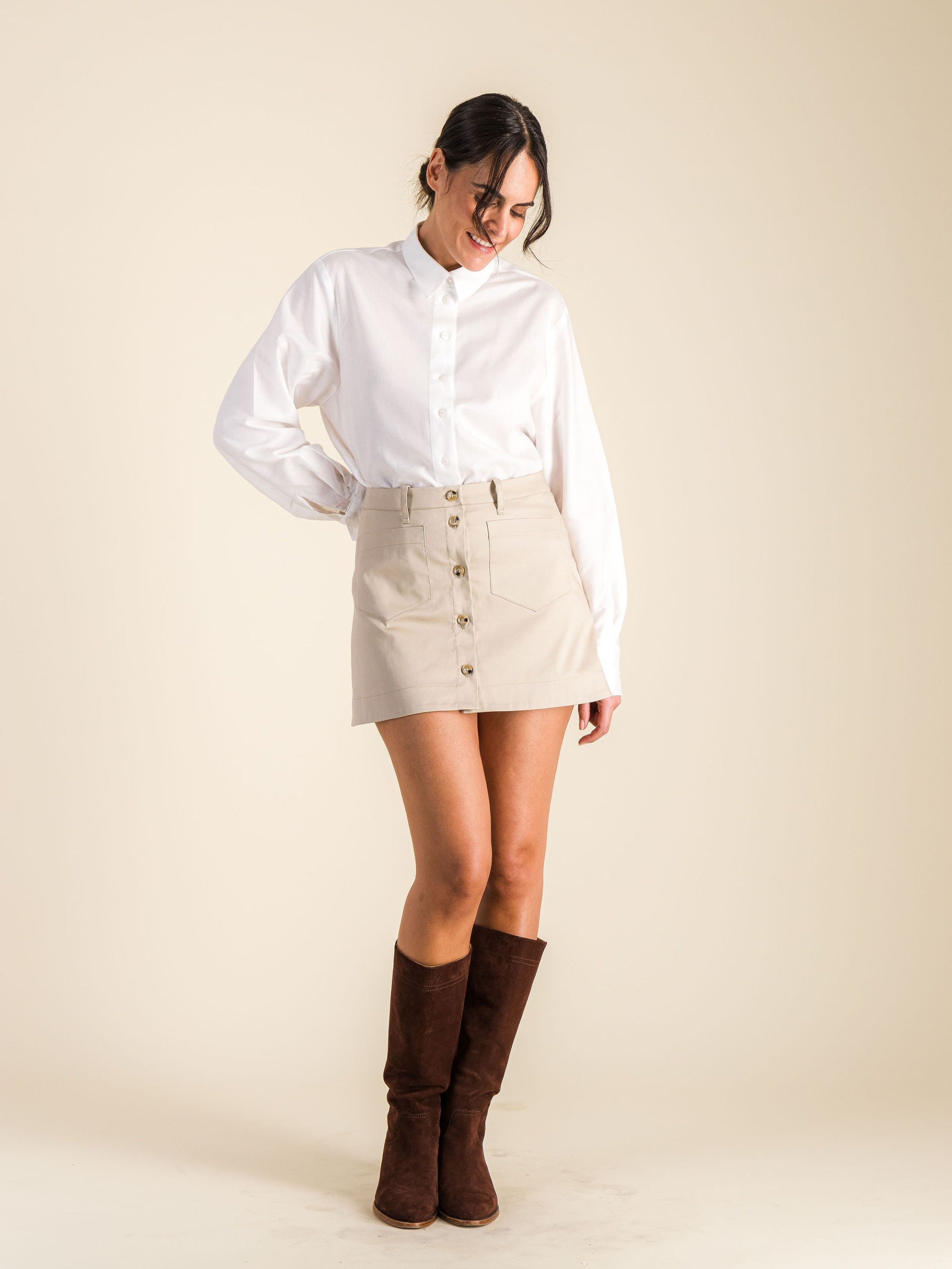 Anahide Saint André Esther mini jupe coton beige