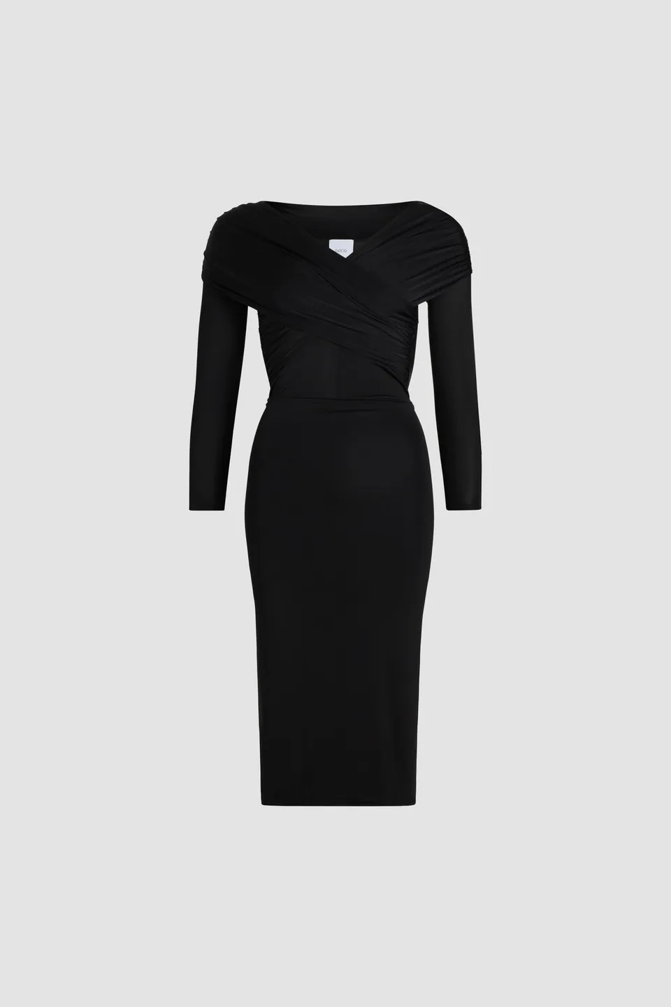 Patou robe portefeuille noire jersey stretch viscose