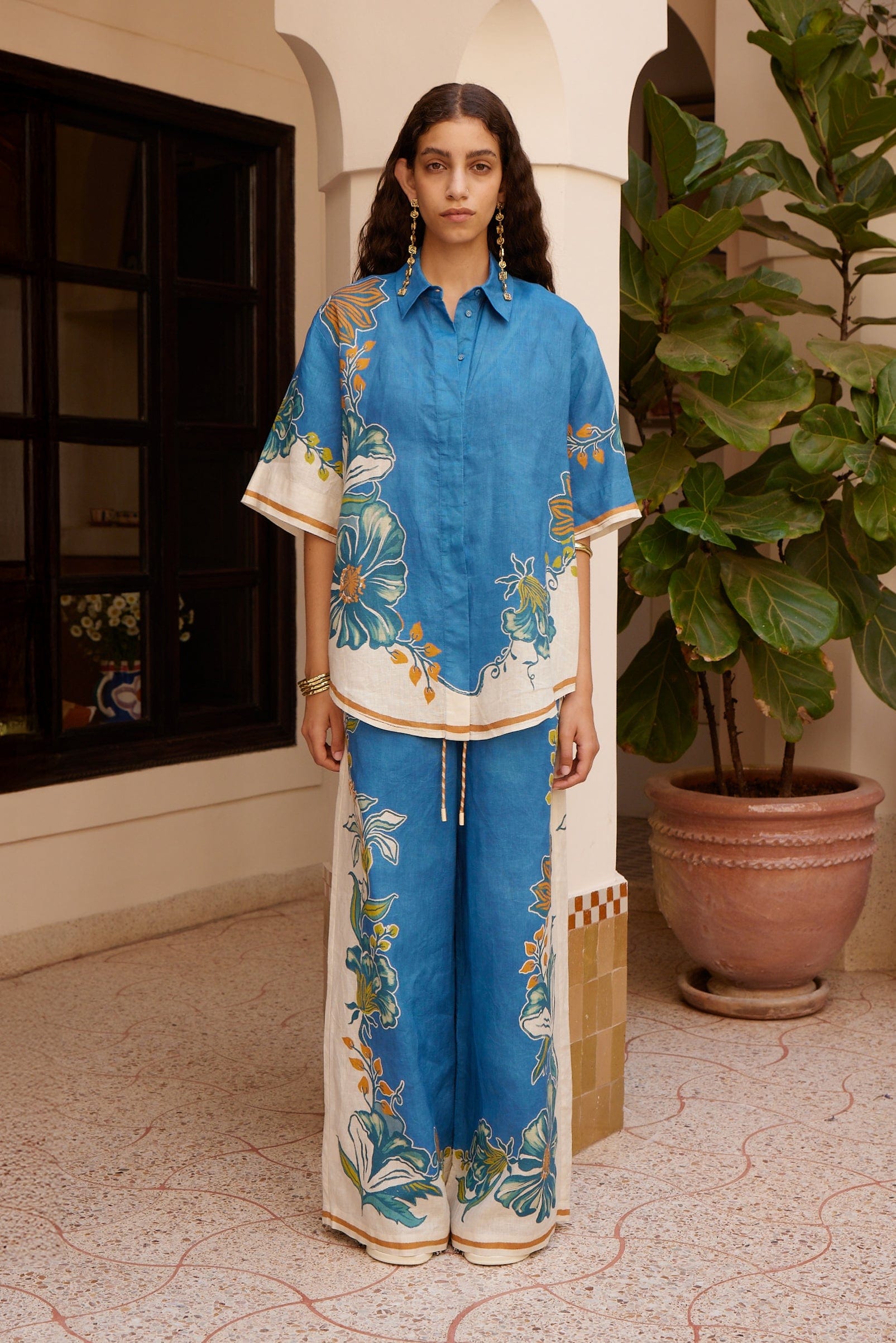 Alemais Luda chemise lin manches courtes fleurs