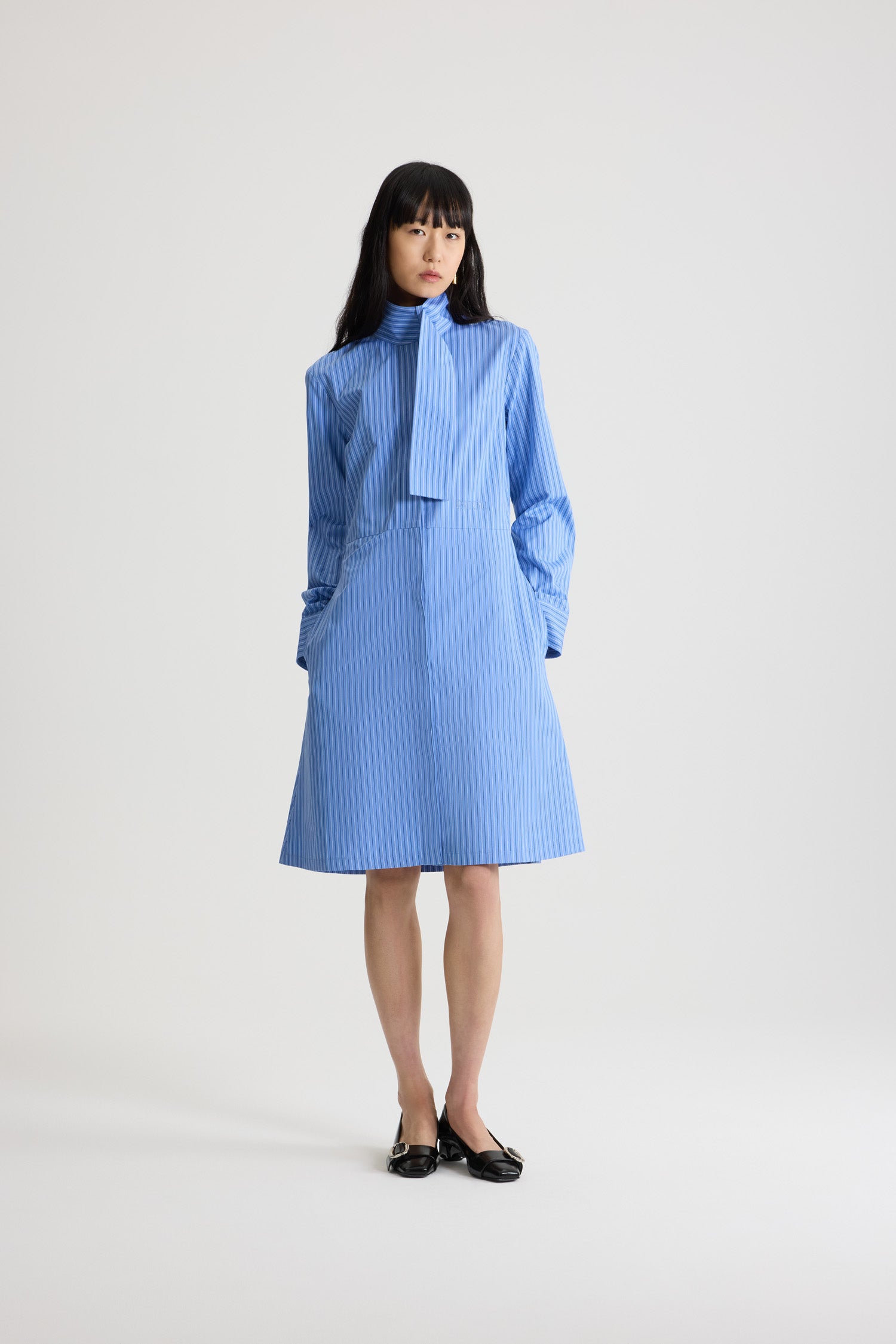 Patou DR192 robe chemise bleue rayures coton bio
