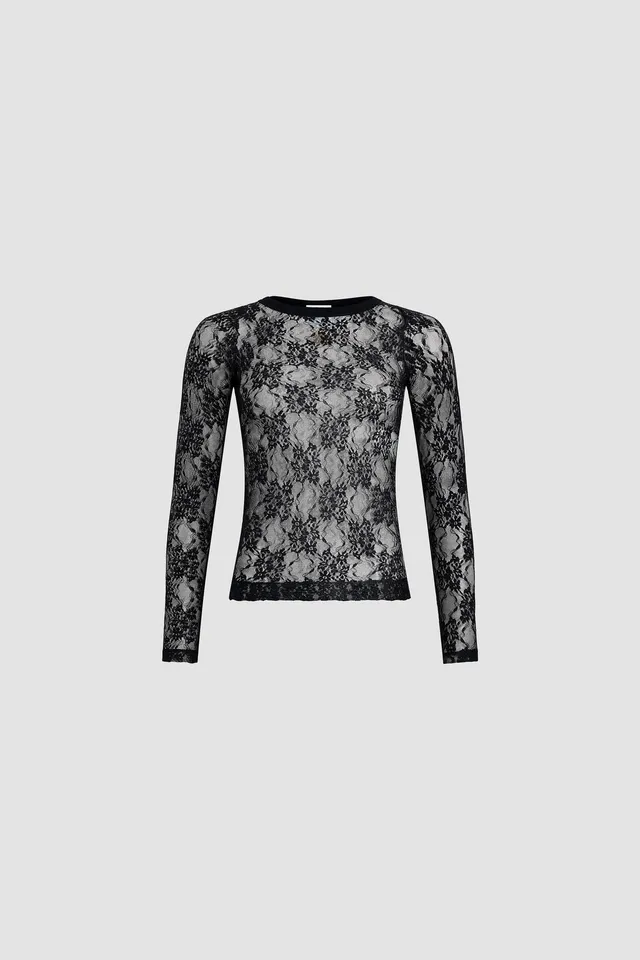 Patou JE176 top jersey dentelle noire seconde peau