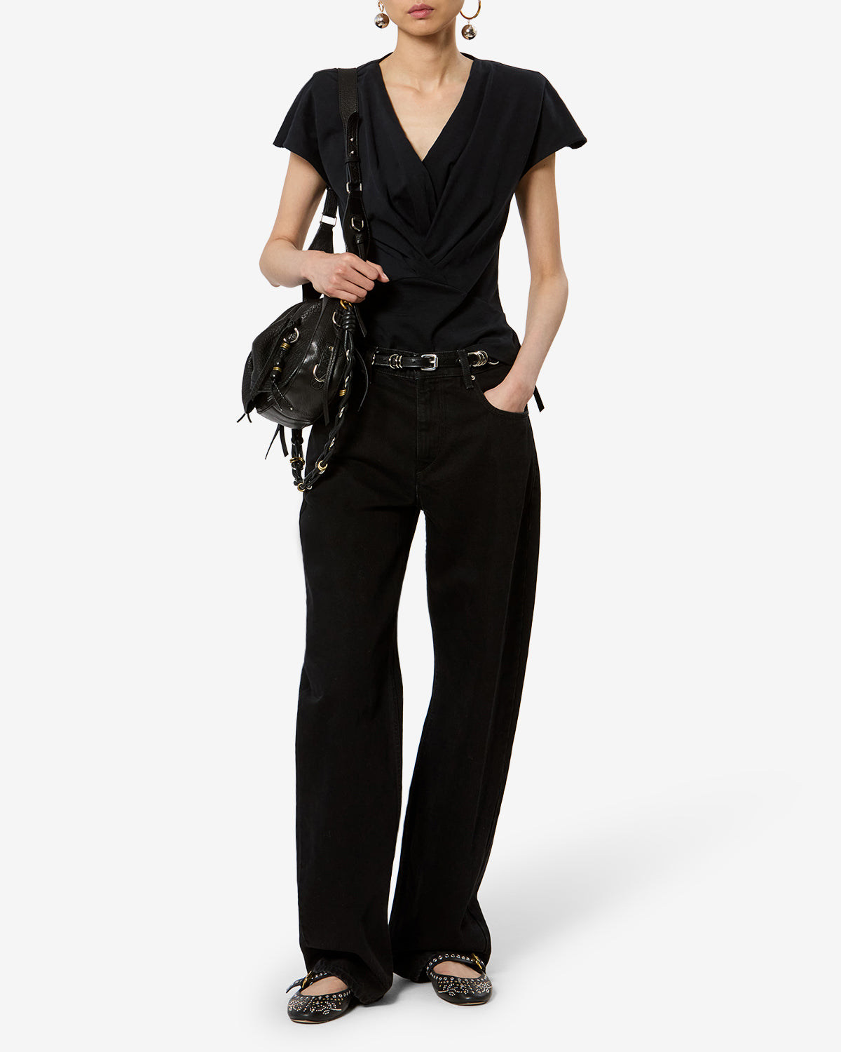 Isabel Marant Nadrine TS0341FA t-shirt noir col V