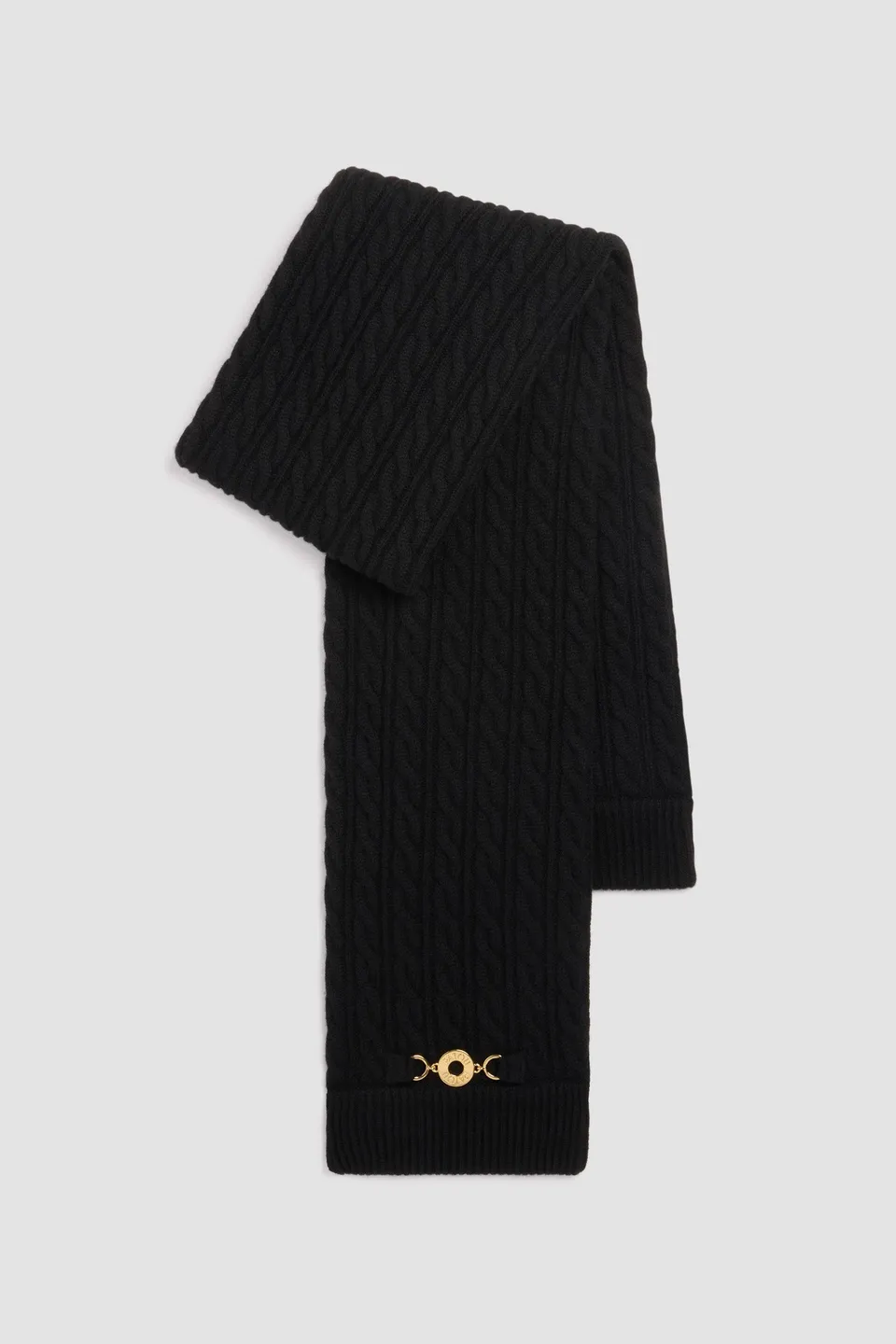 Patou Cable Knit H25AC104 écharpe noire laine