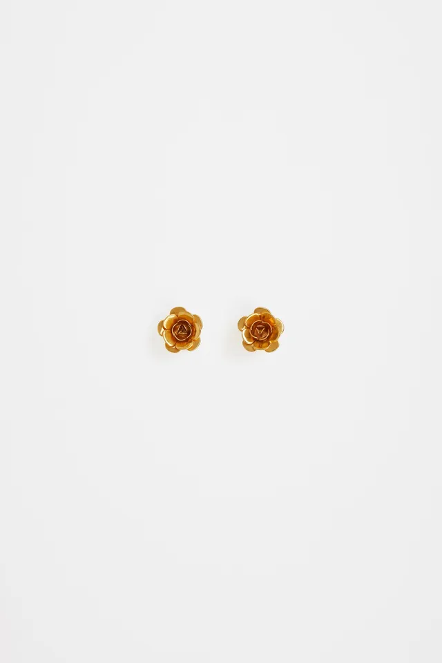 Patou JW087 clous d'oreilles fleur laiton doré