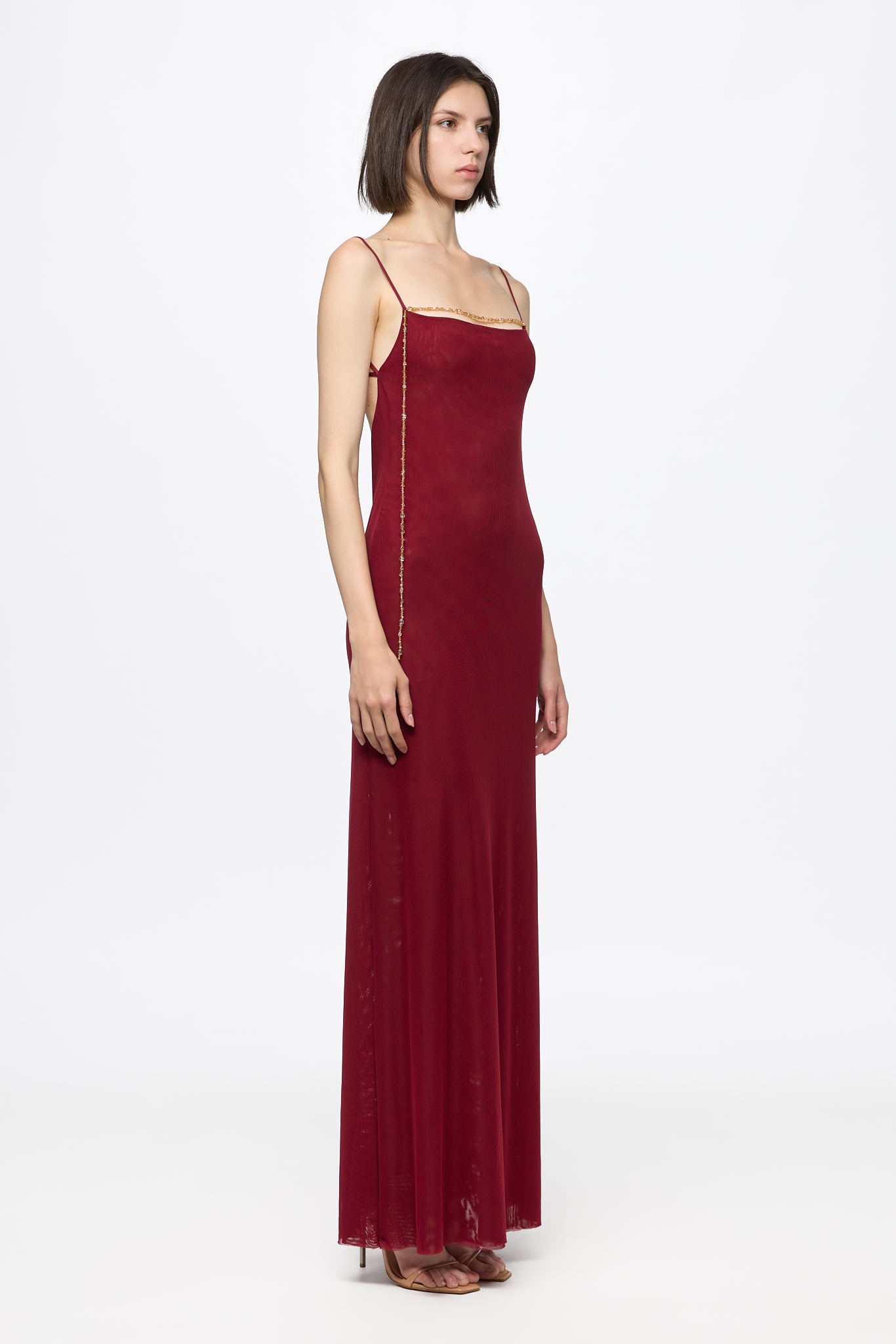 ATU Body Couture Tulle Slip Dress robe tulle cristaux dorés