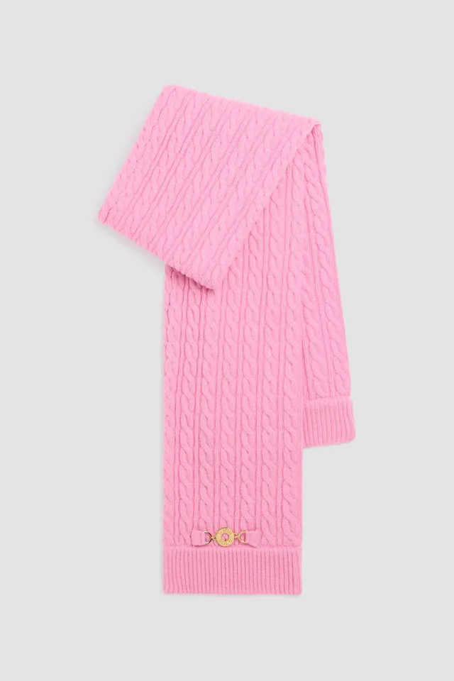 Patou AC104 Écharpe Cable Knit Laine Cachemire Rose TU