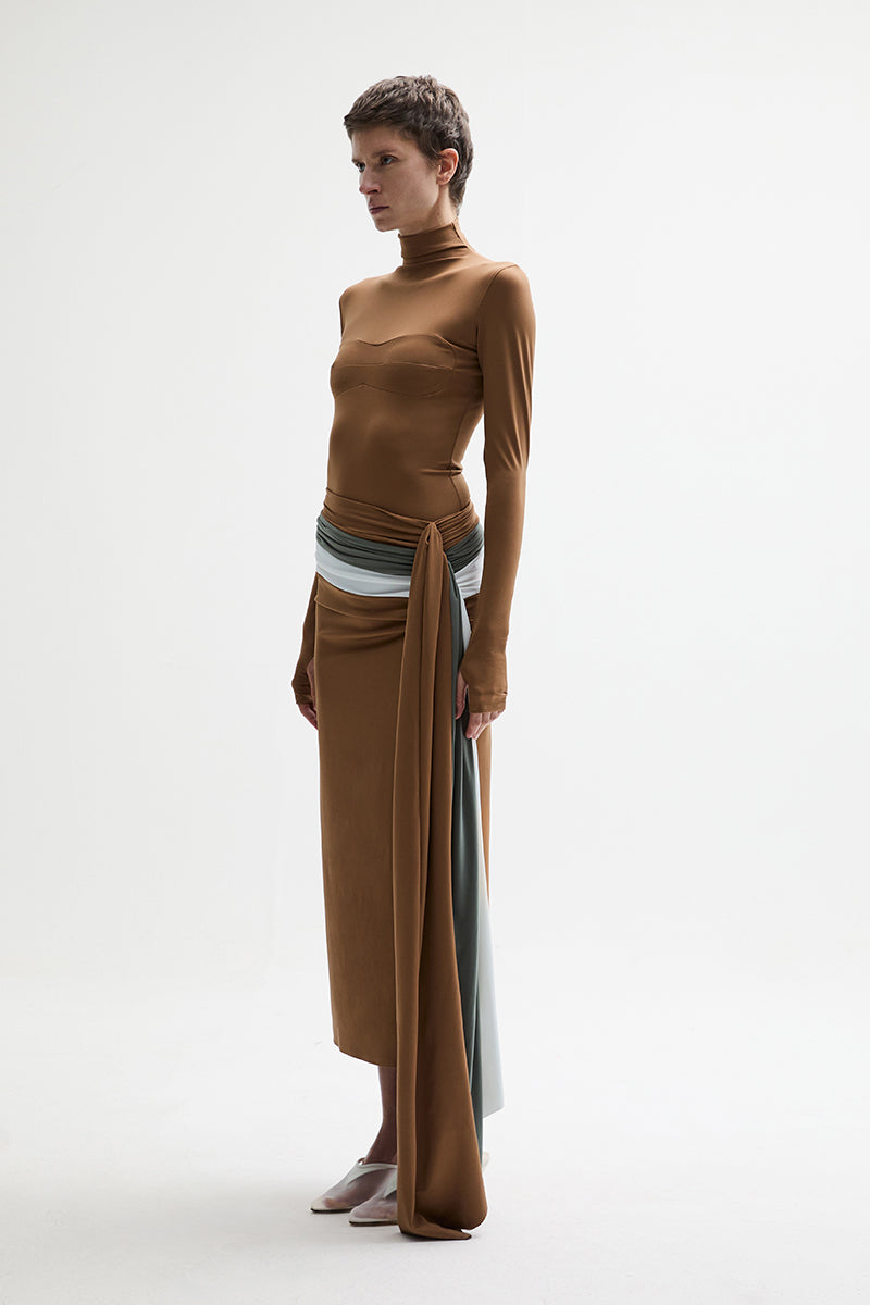 ATU Body Couture Starling jupe midi camel jersey S