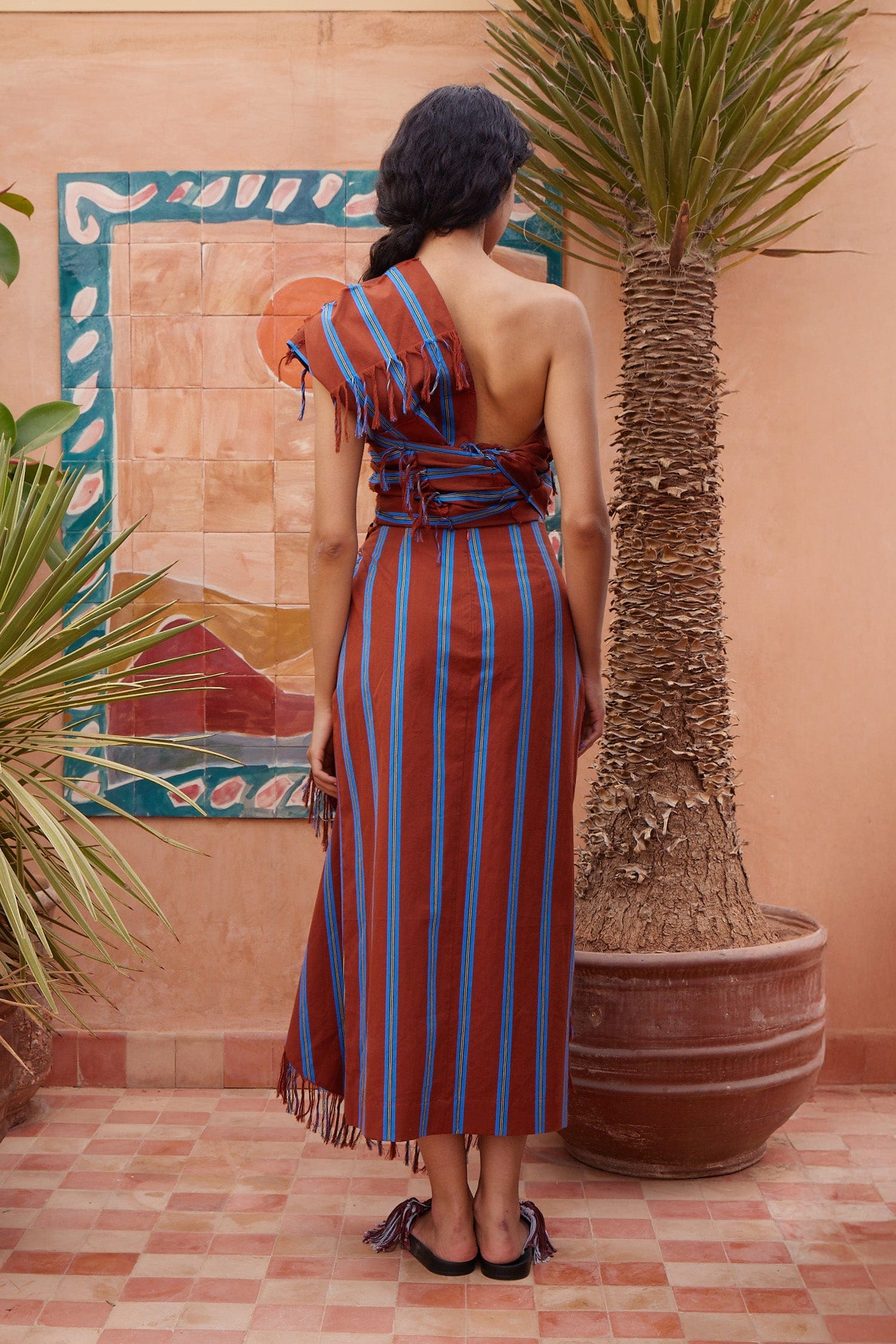 Alemais Noura Fringe Wrap jupe midi rayée