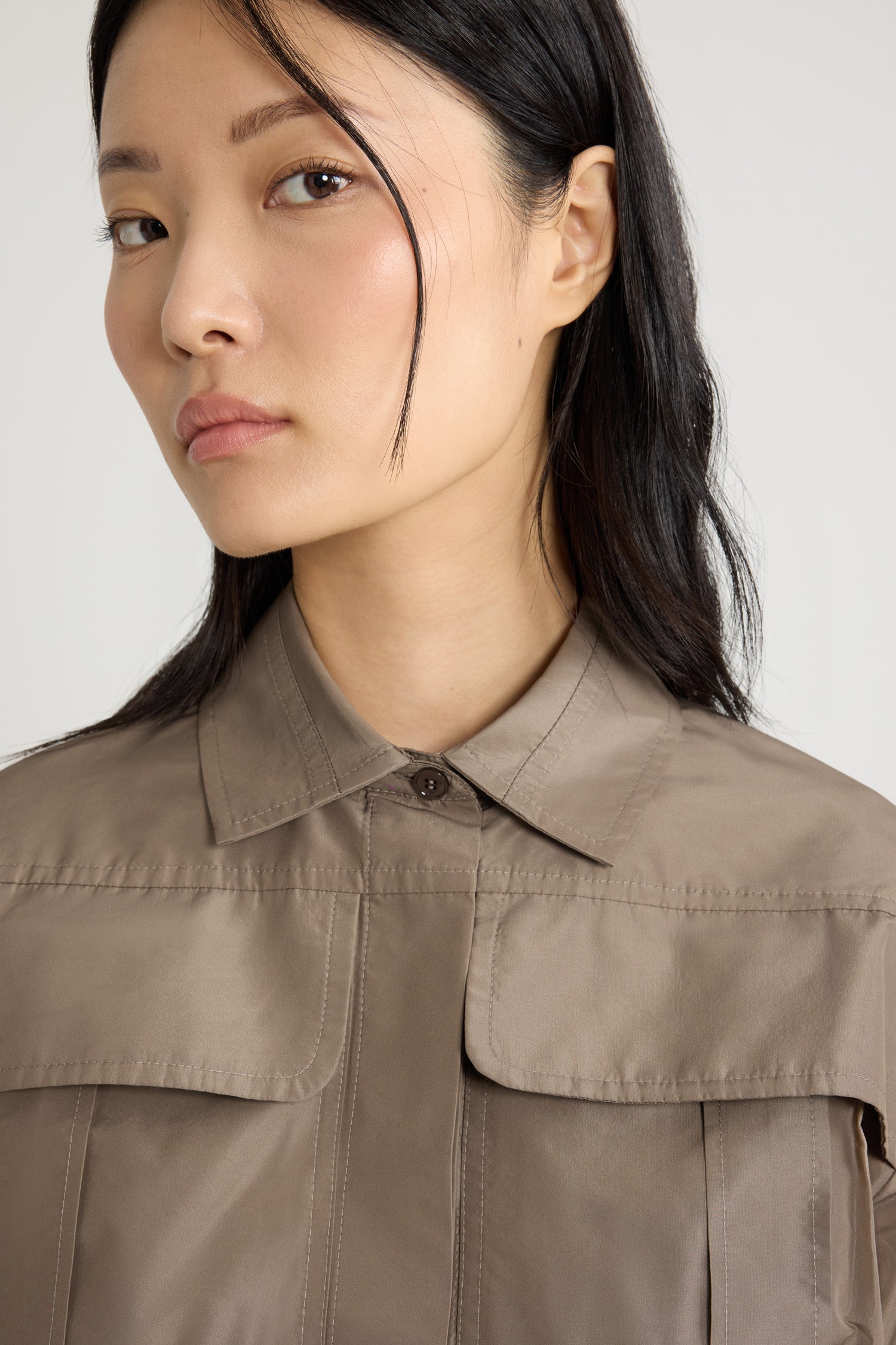 Patou BL040 chemise cropped mocha faille recyclée