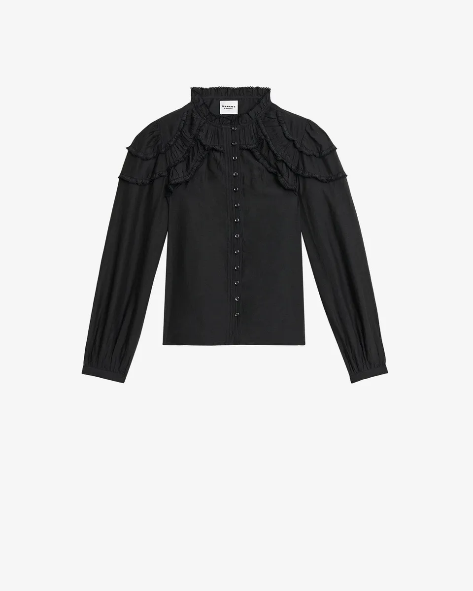 Isabel Marant Christa HT0681FB blouse noire coton froncée