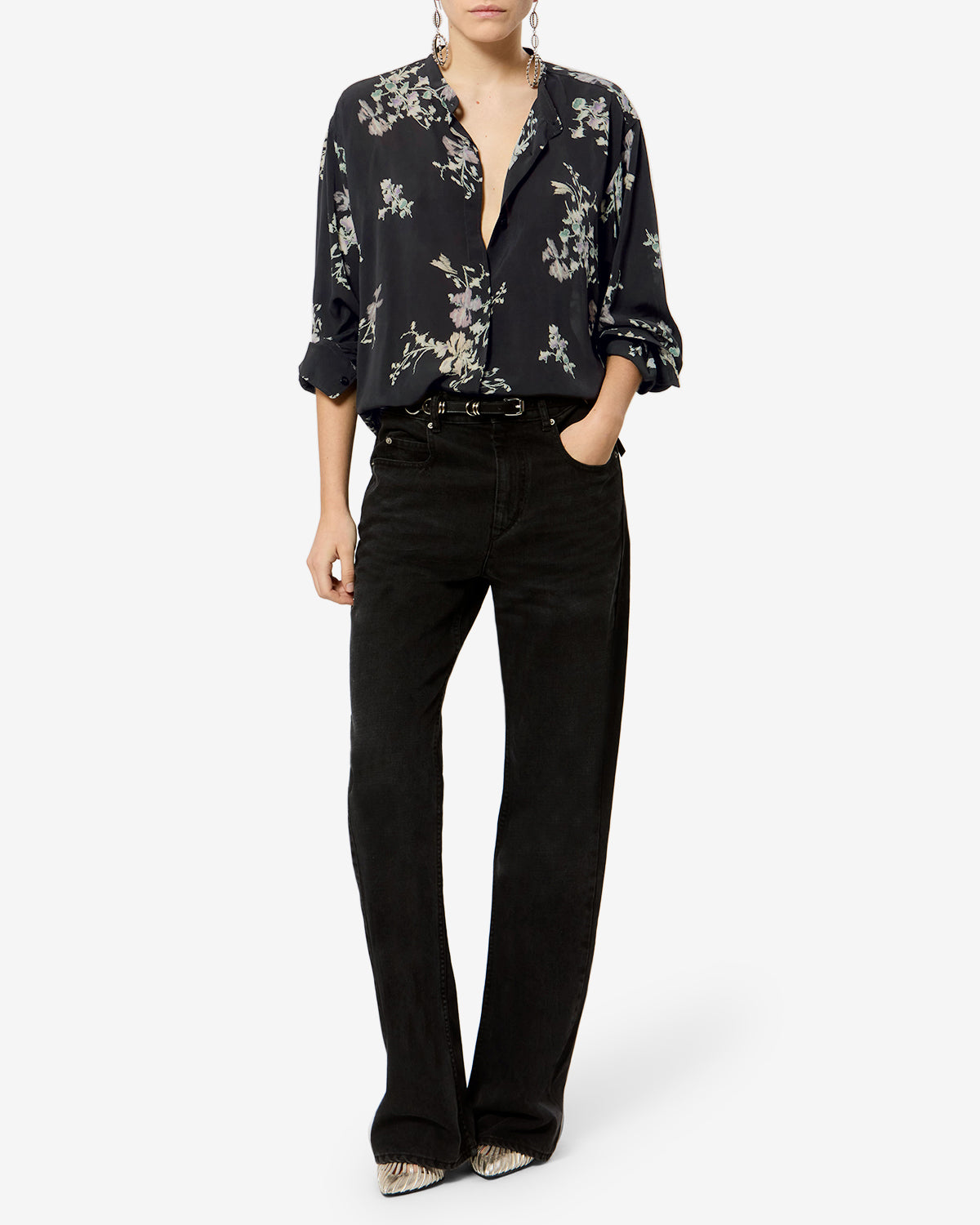 Isabel Marant Catchell CH0080FA chemisier fluide noir fleuri