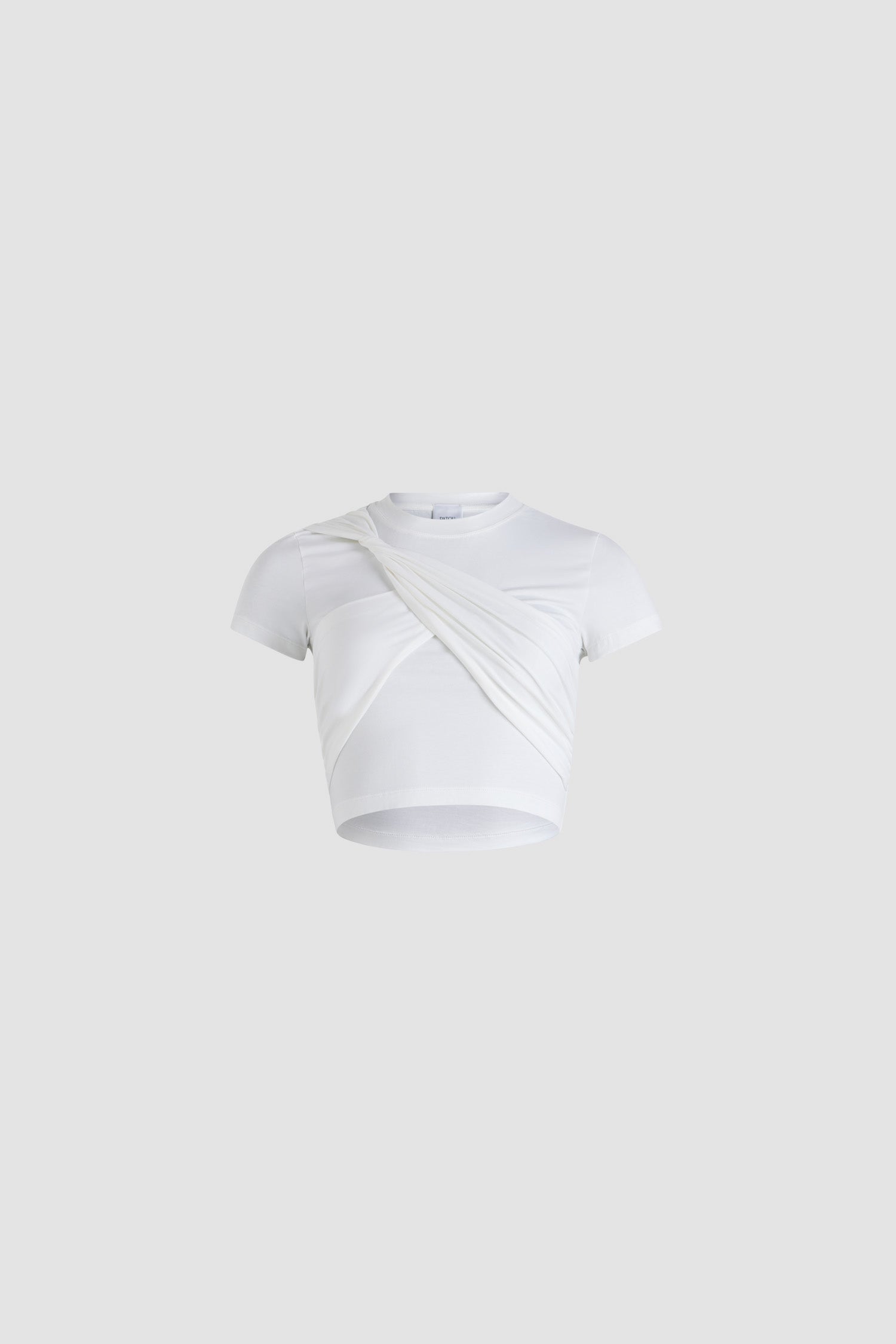 Patou JE161 t-shirt blanc coton bio drapé cropped