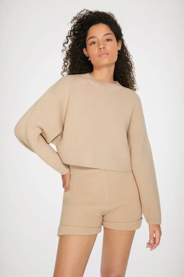 Patou Knitwear pull cropped laine mérinos beige H22KN095