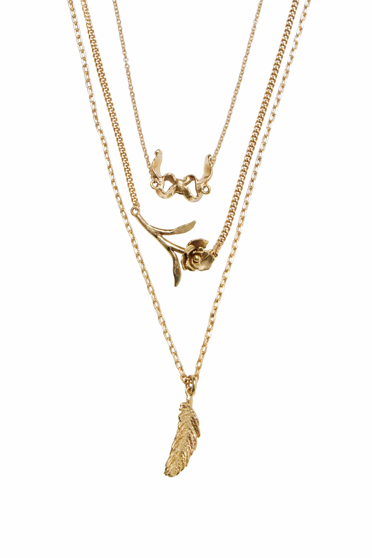 Alemäis Django Multi Chain Charm Necklace collier doré