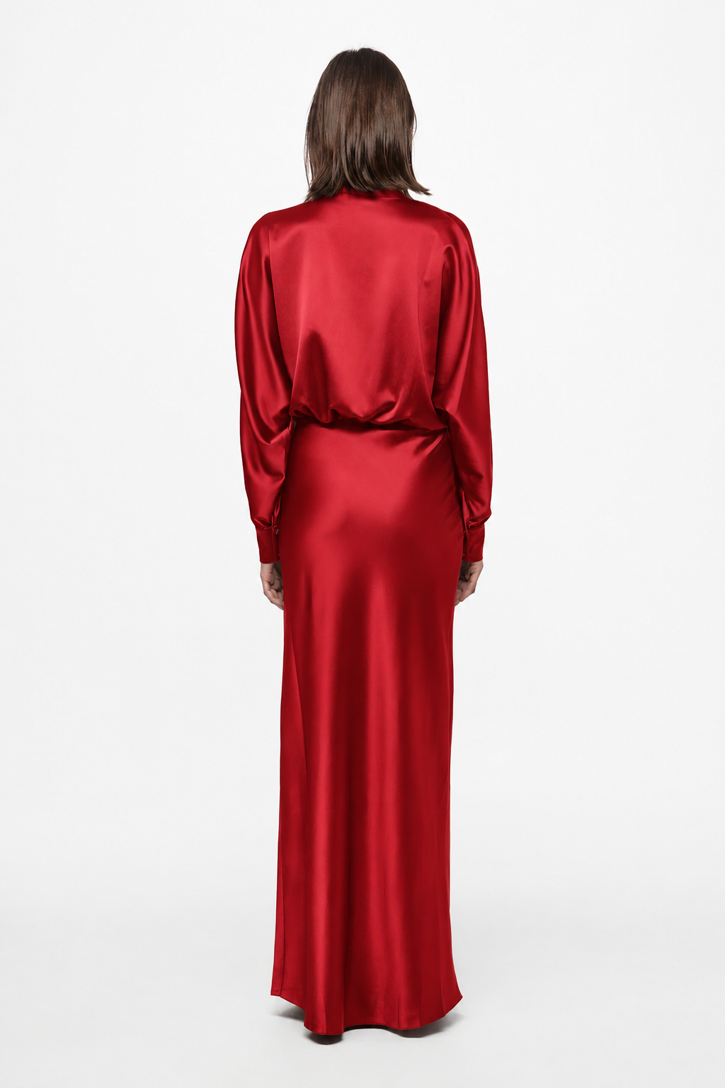 ATU Body Couture Long and formal robe longue satin rouge col V