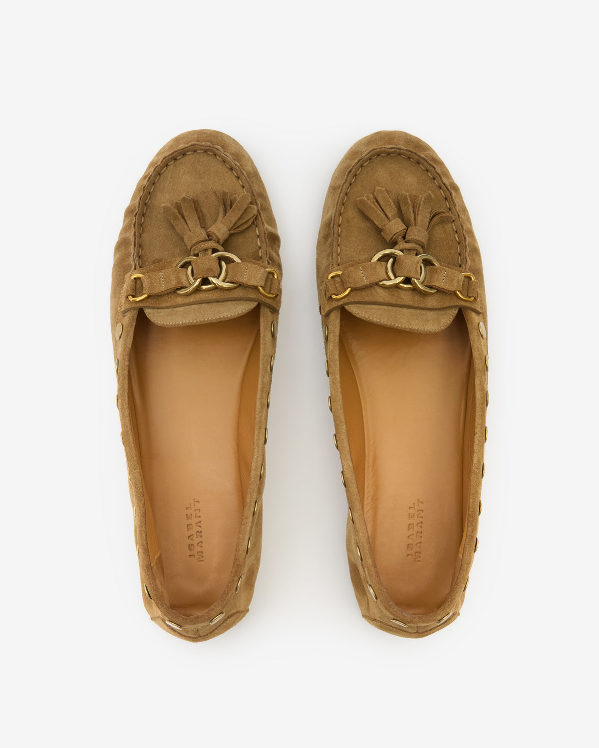 Isabel Marant Faxel MC0030FA mocassin cuir taupe pompons