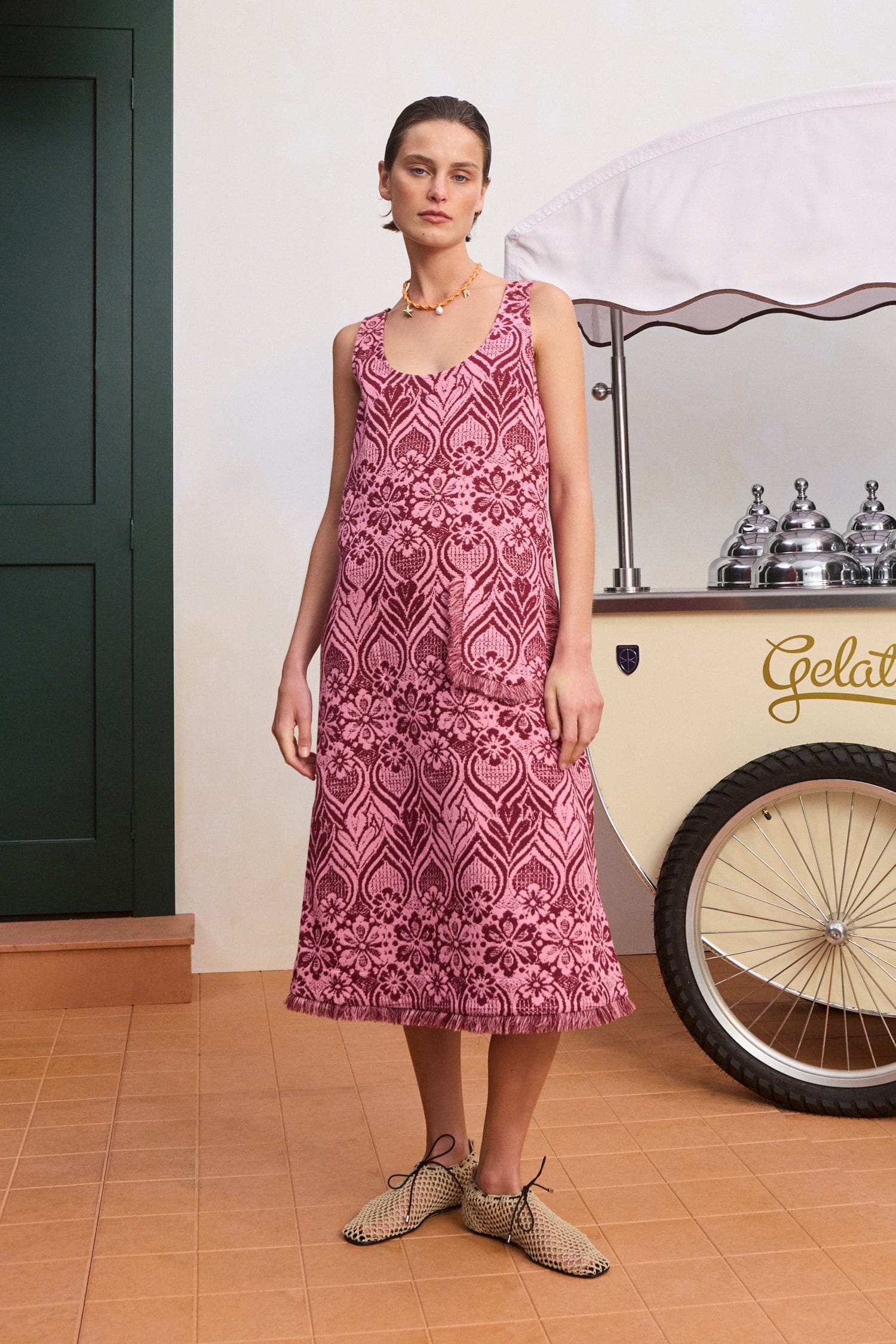 Alemais Blondie Midi robe coton bio dos découpé