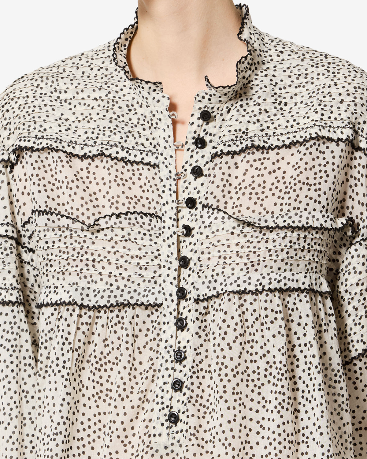 Isabel Marant Doane HT0914FA blouse écru et noir pois