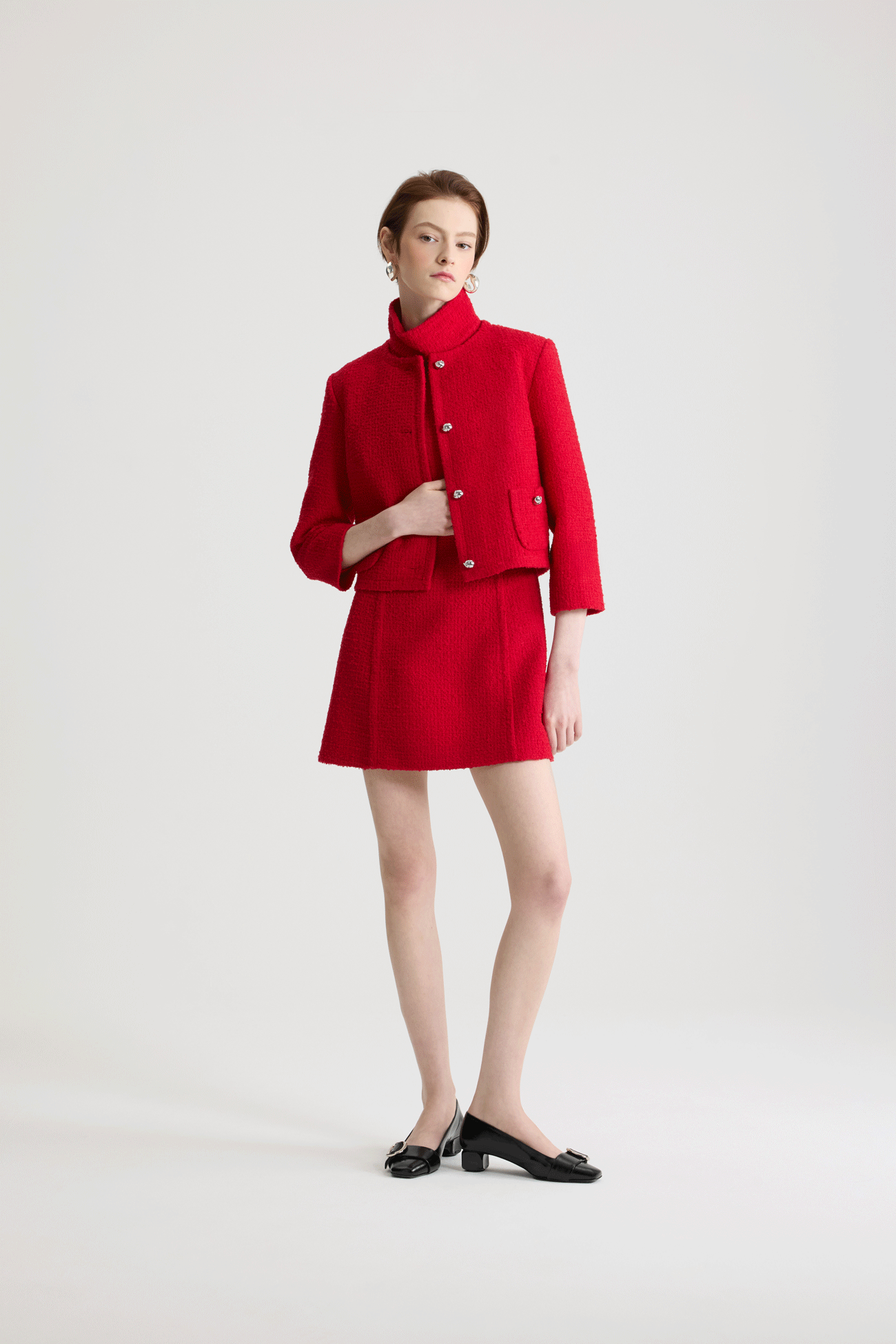 Patou JA0620223312L veste courte tweed rouge Scarlet