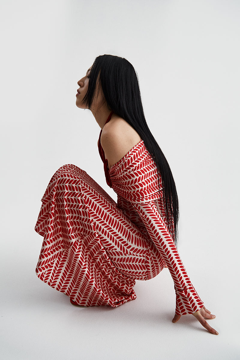 ATU Body Couture Braided Dress robe longue rouge taille S