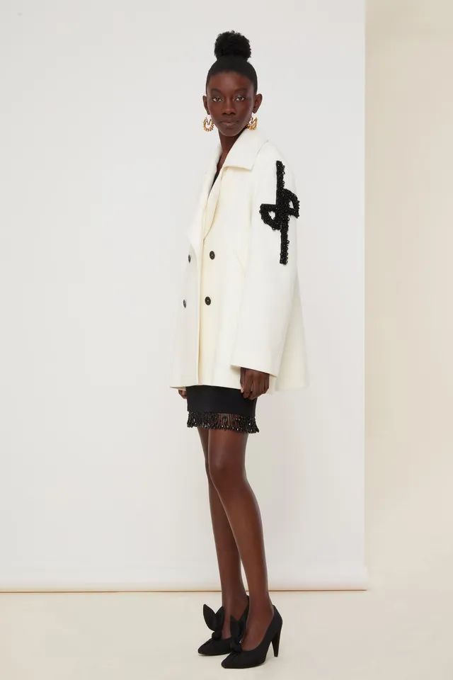 Patou Coats CO001 caban laine vierge Perle