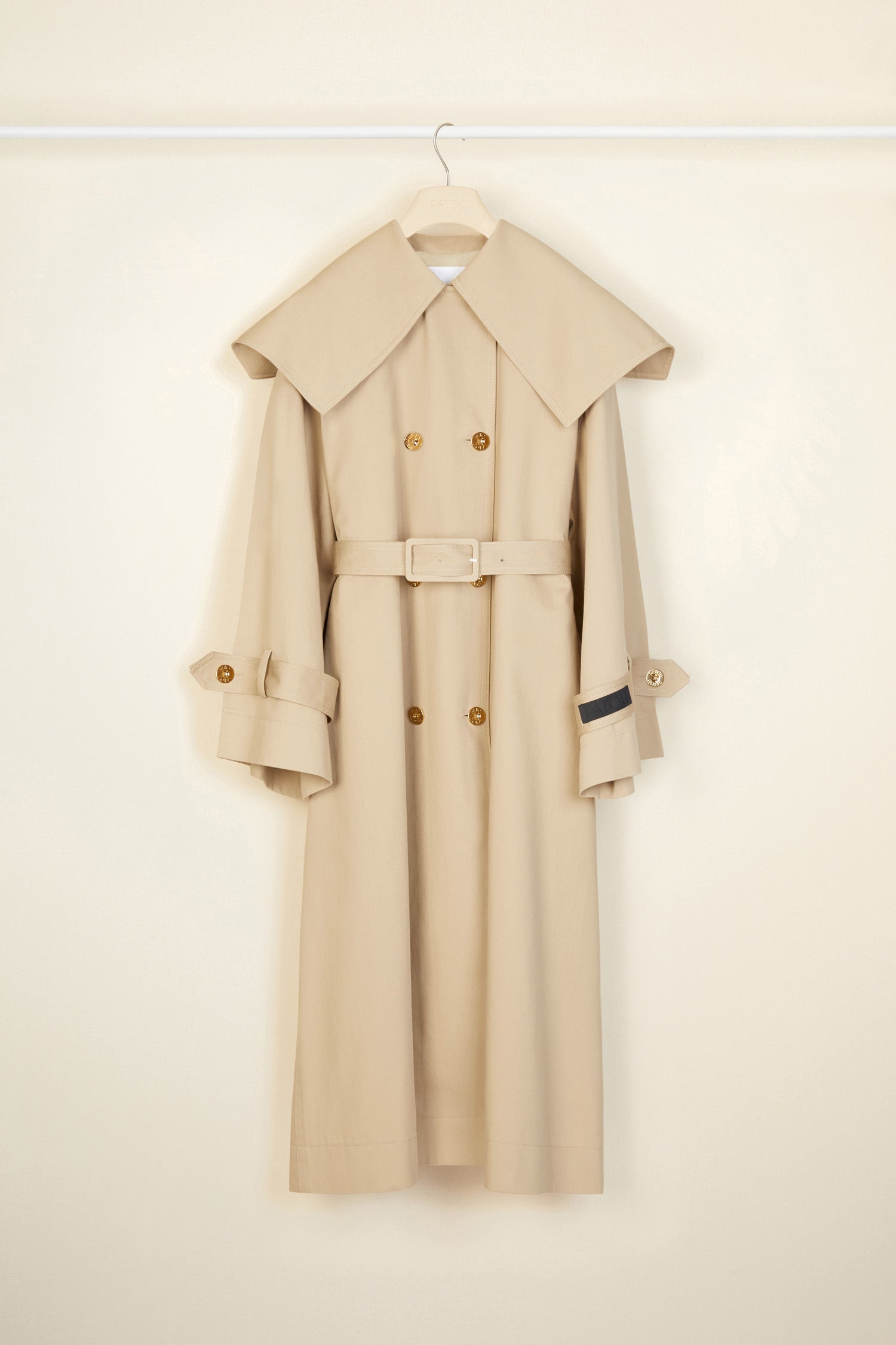Patou P21OU0090074093S trench sable coton bio ceinturé