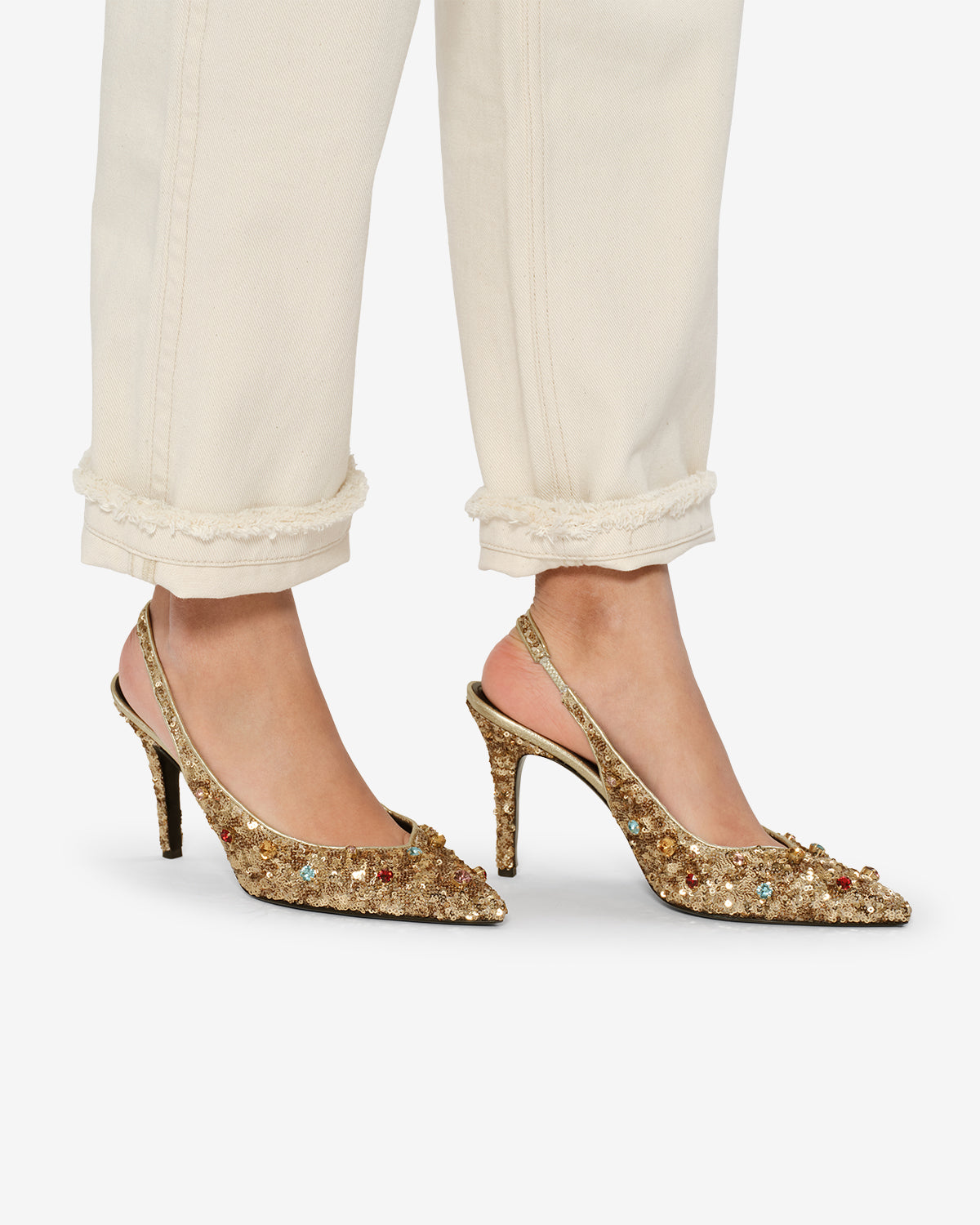 Isabel Marant Pafya escarpins clair doré sequins talon 9 cm