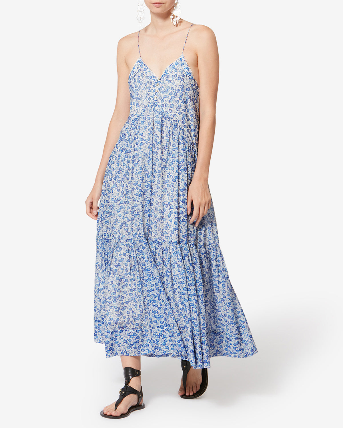 Isabel Marant Sabba robe longue bleue fleurie coton