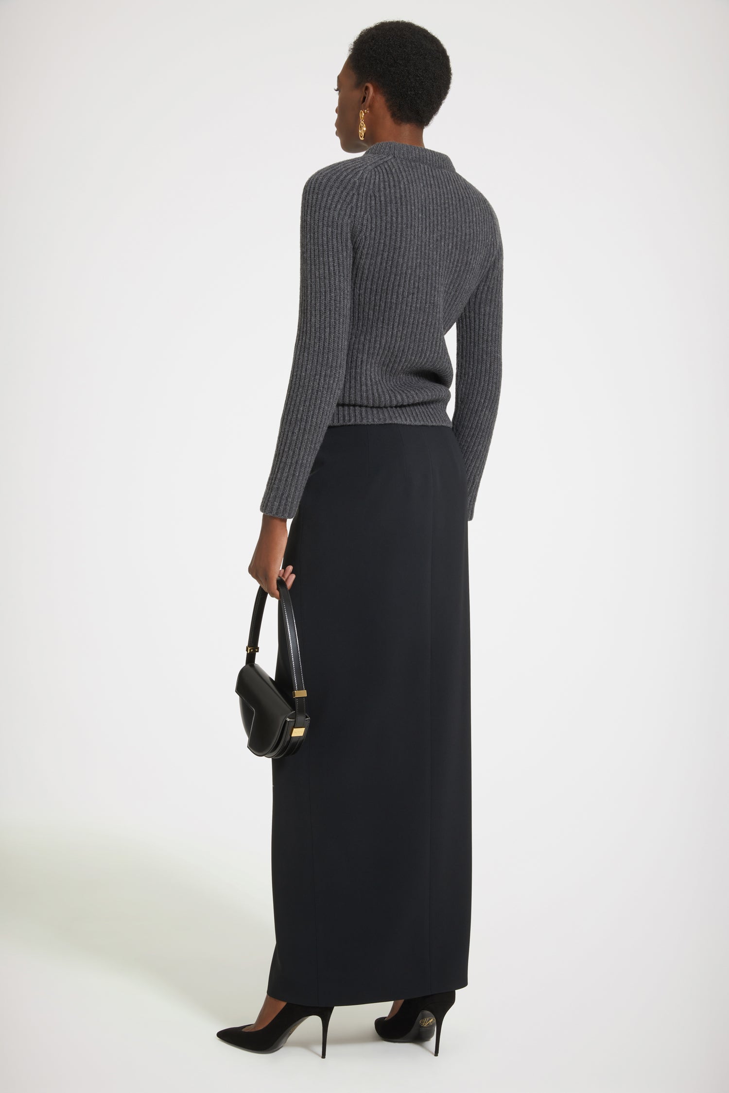 Patou Skirts H23SK0520150999B Jupe maxi noire fendue