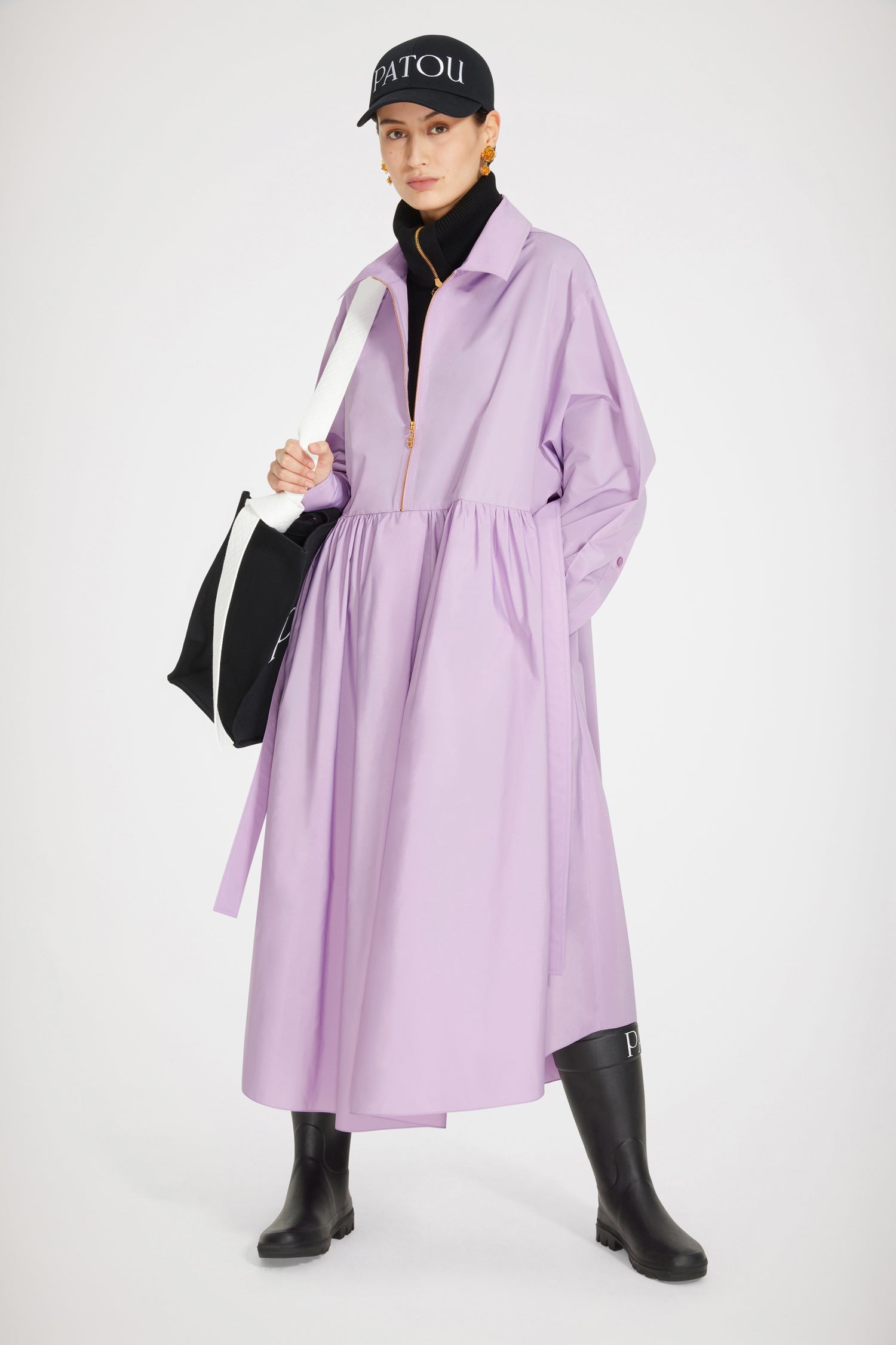 Patou H22DR095 robe maxi satin recyclé Wisteria