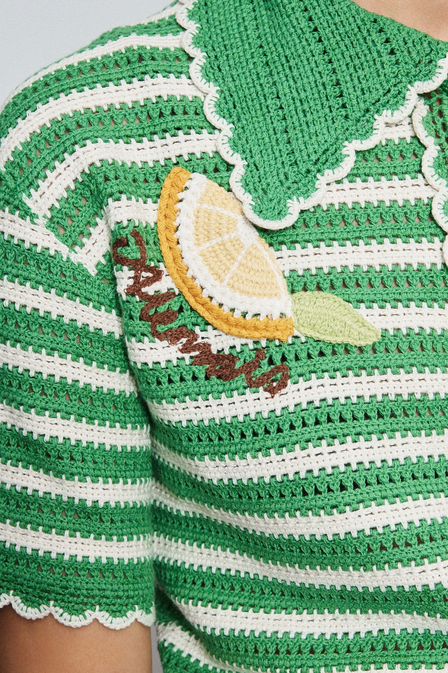 Alemais Sundae Green top polo crochet coton vert