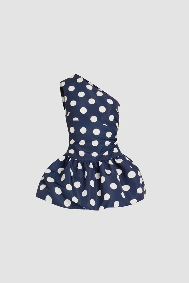 Patou DR171 robe faille Navy Polka Dots mini