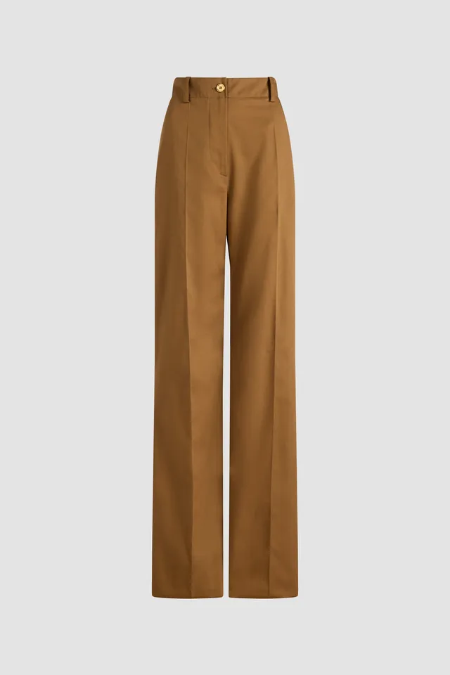 Patou Iconic long trousers pantalon gabardine noisette