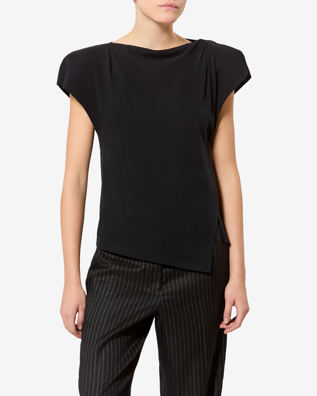 Isabel Marant Sebani t-shirt coton noir asymétrique