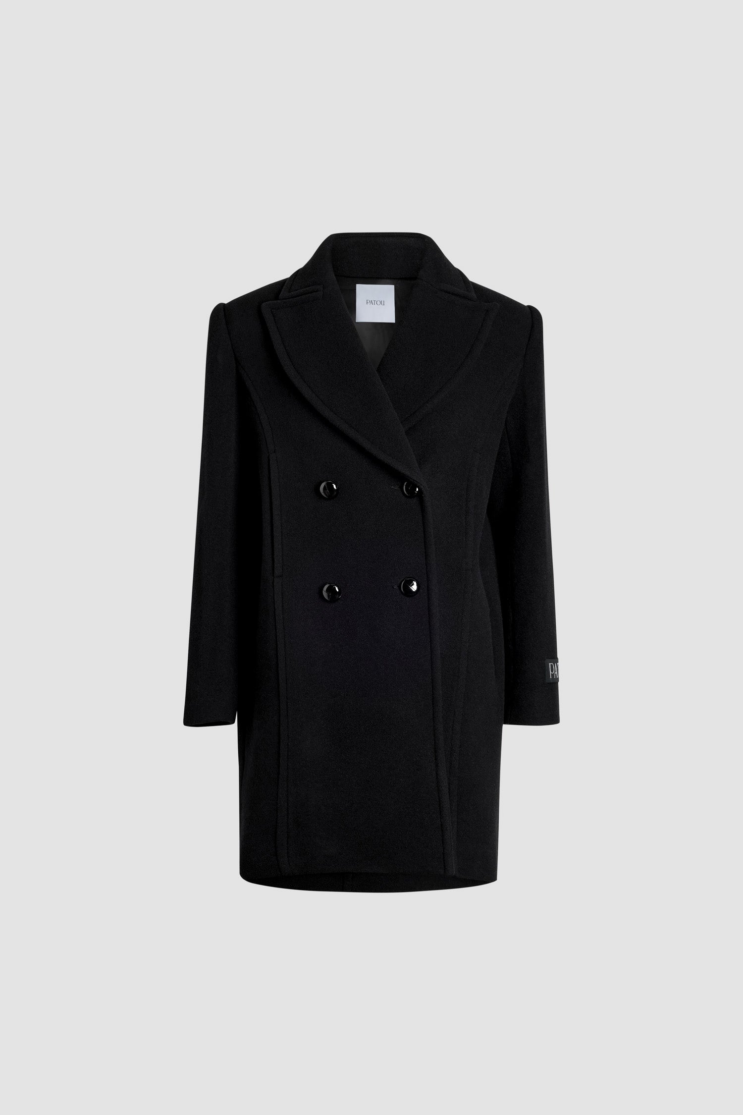 Patou CO025 manteau laine noir croisé 34-44
