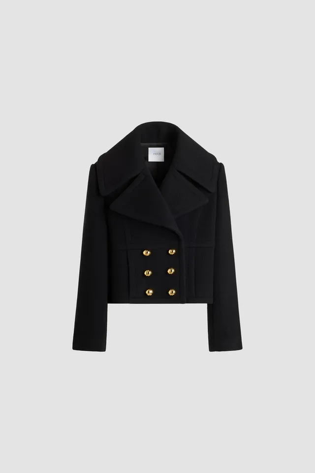 Patou Coats H25CO0310217 manteau laine noir cropped