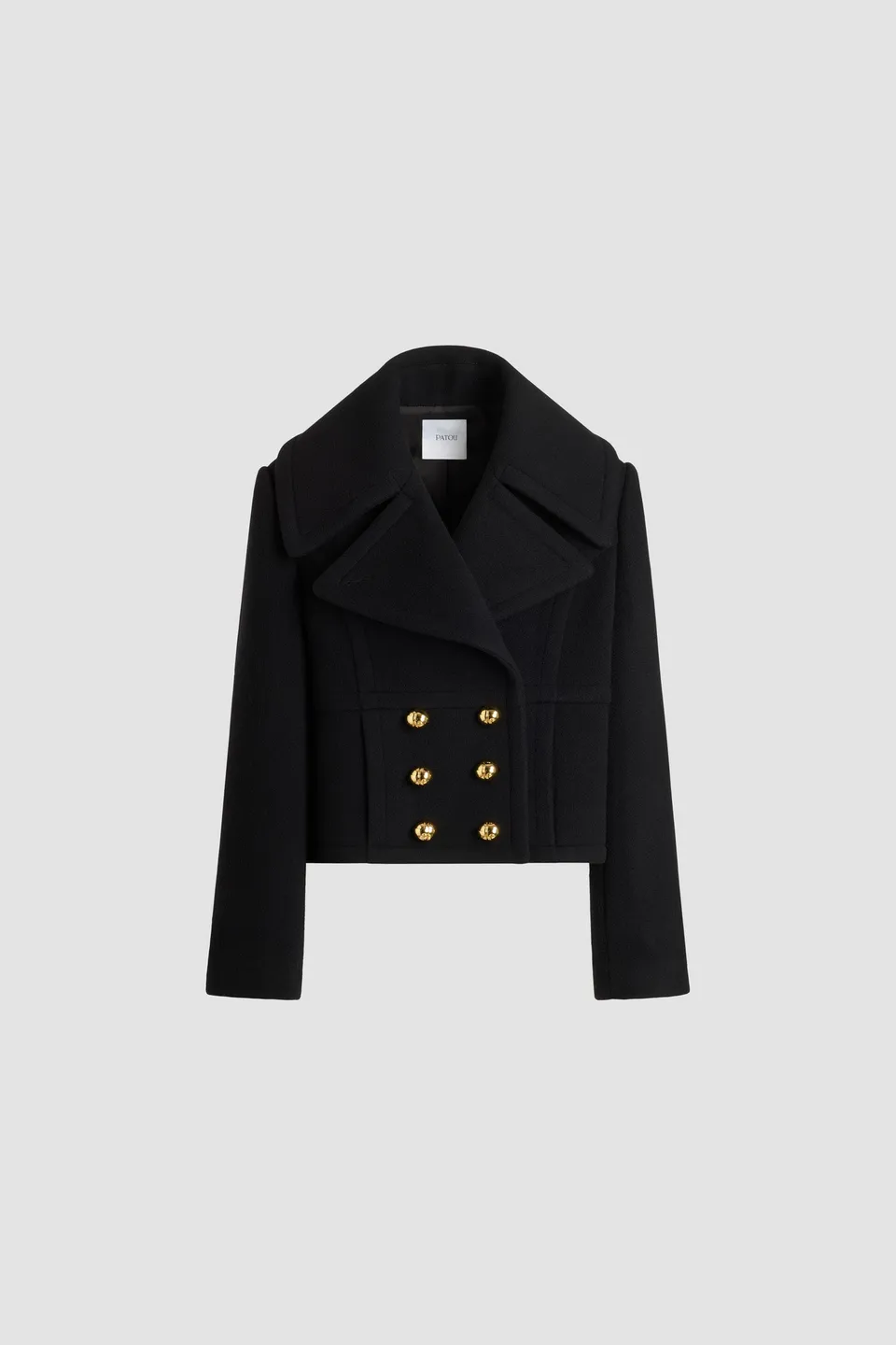 Patou Coats H25CO0310217 manteau laine noir cropped