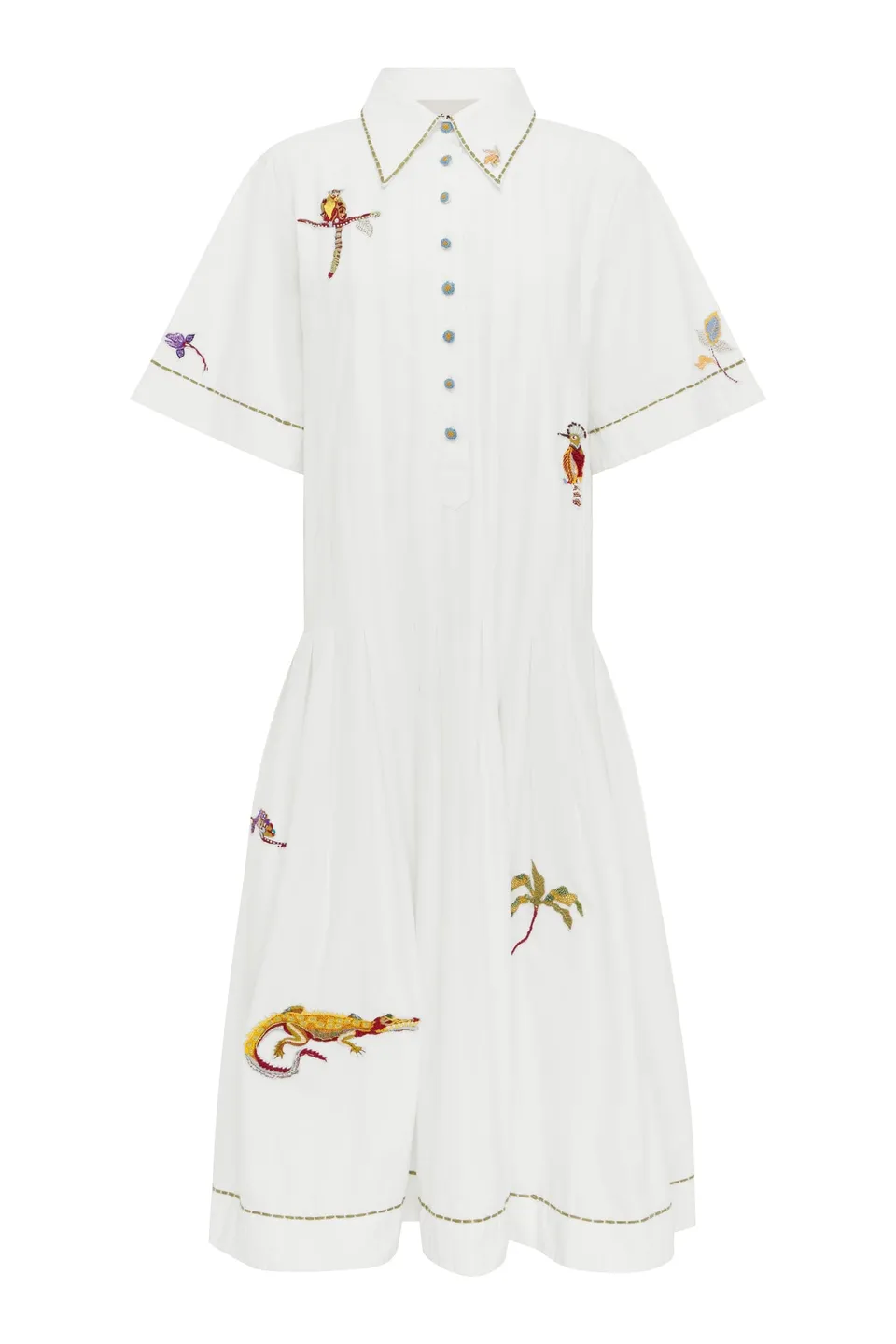 Alemäis Camelia robe chemise midi coton bio brodée